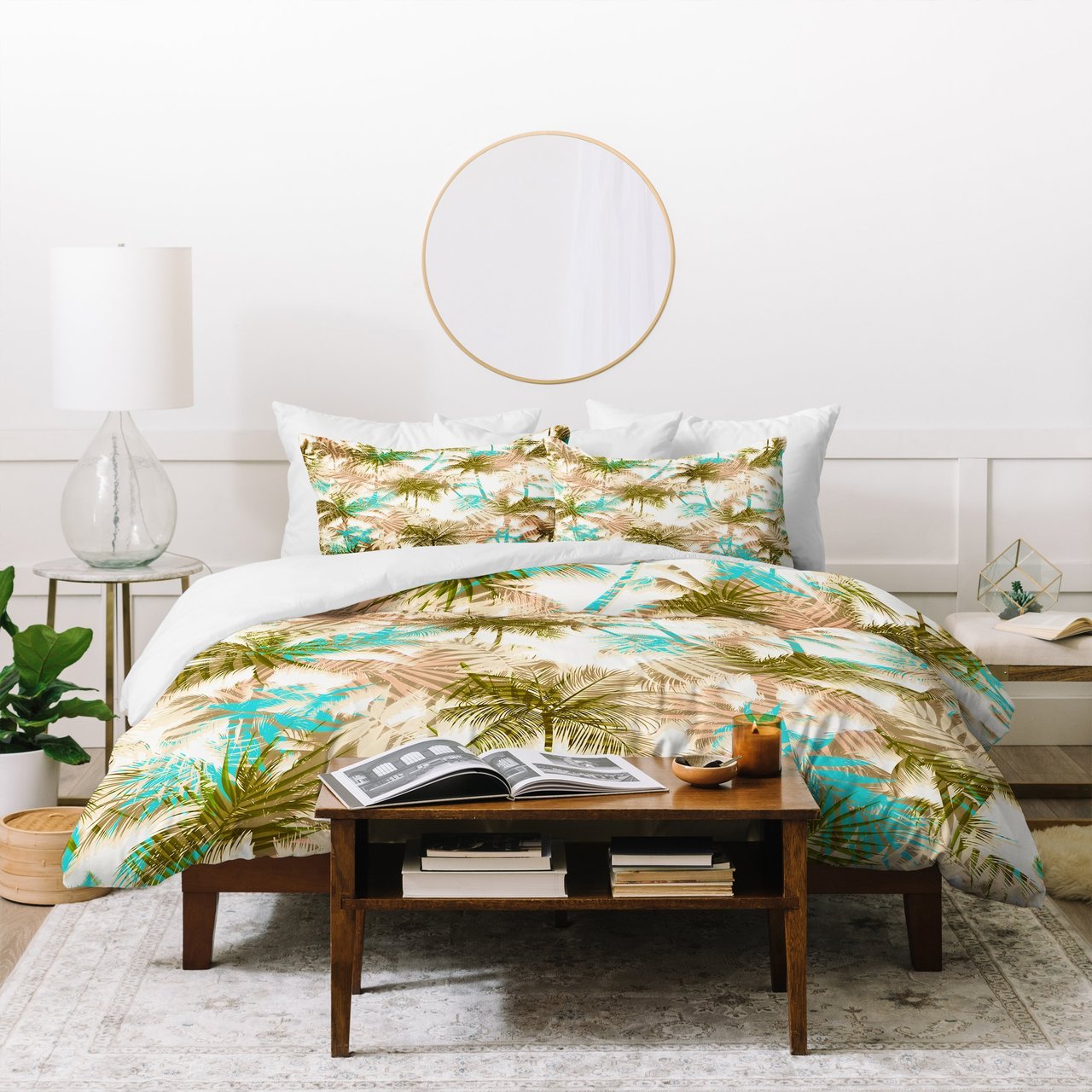 Marta Barragan Camarasa Abstract Leaf And Tropical Palm Trees Duvet Cover Bedding Set