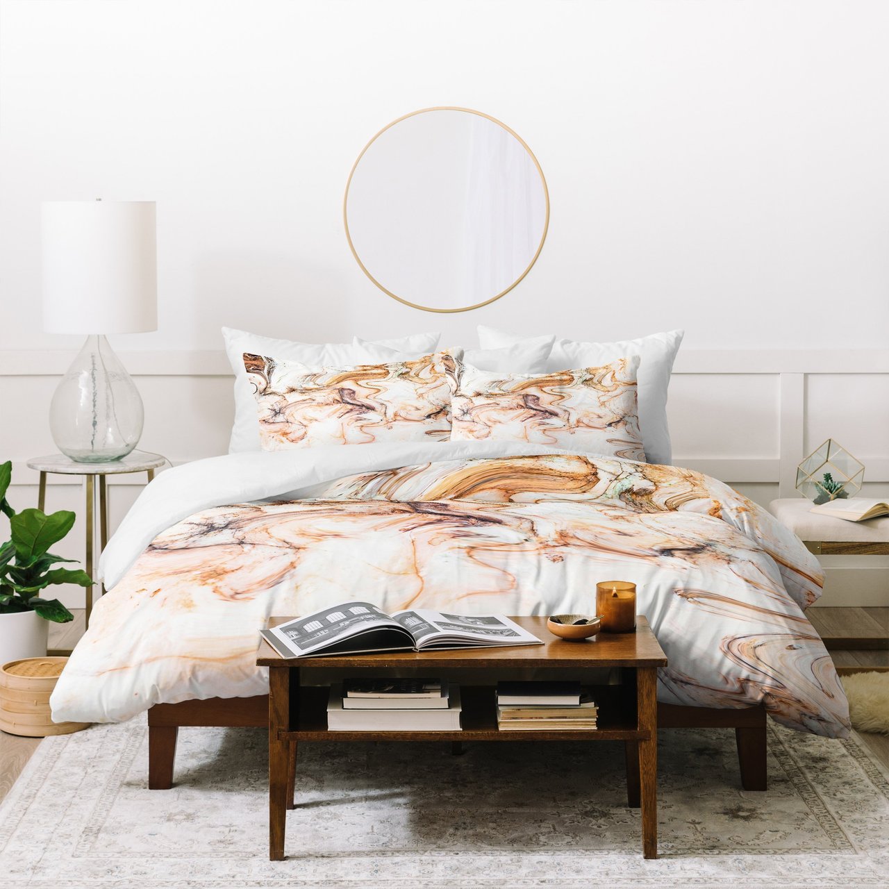 Marta Barragan Camarasa Abstract Pink Marble Mosaic Duvet Cover Bedding Set