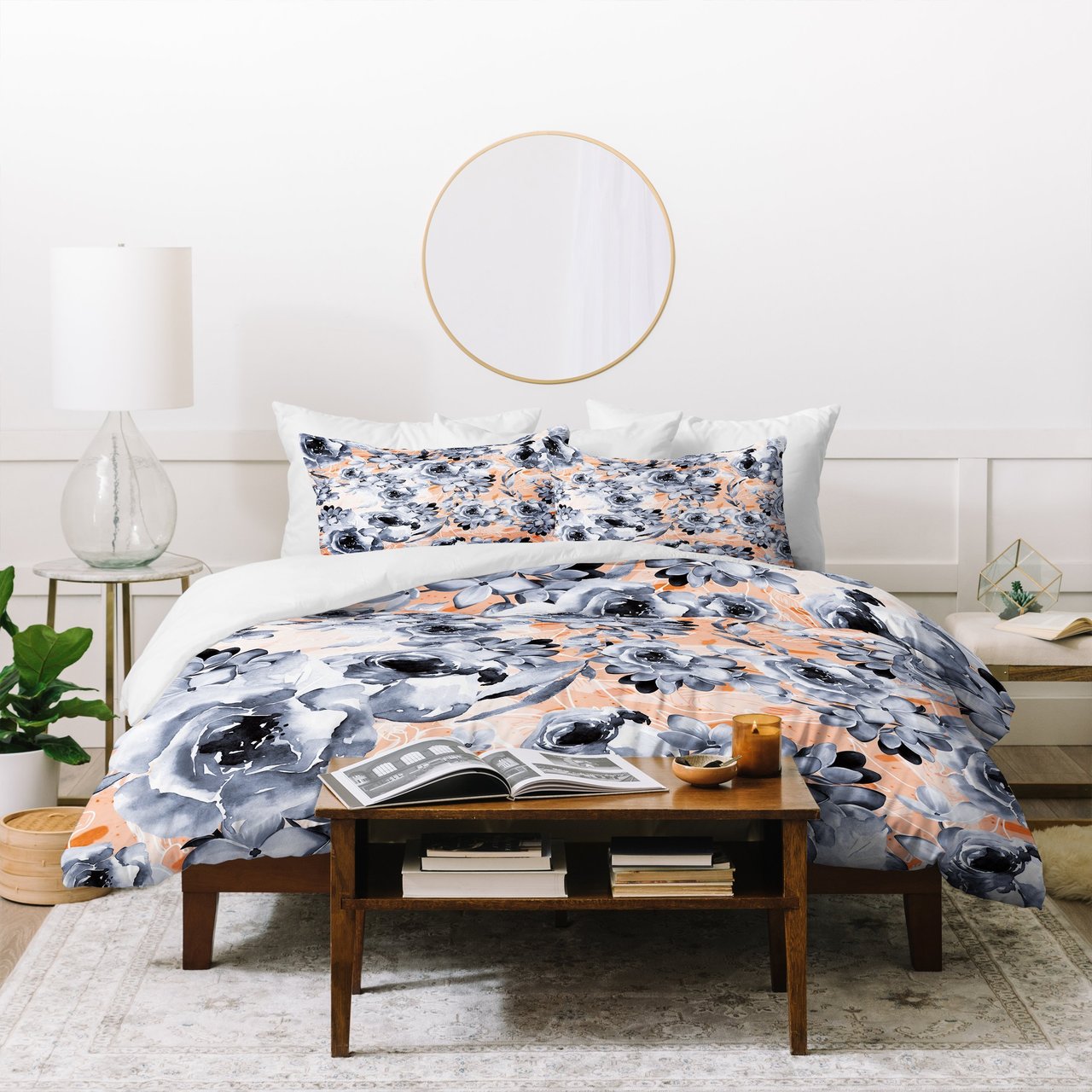 Marta Barragan Camarasa Black And White Floral Duvet Cover Bedding Set