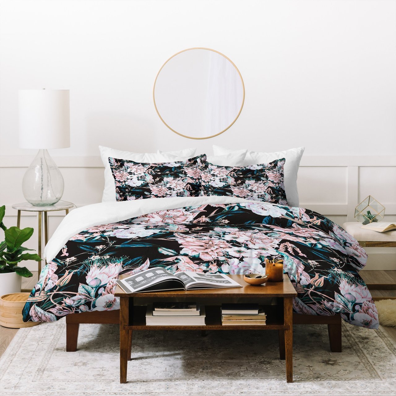 Marta Barragan Camarasa Dark Wild Pink Bloom Duvet Cover Bedding Set