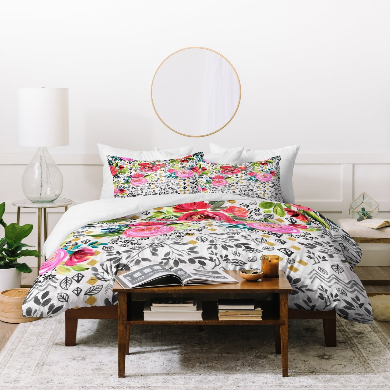 Marta Barragan Camarasa Flowered Nature With Geometric Duvet Cover Bedding Set