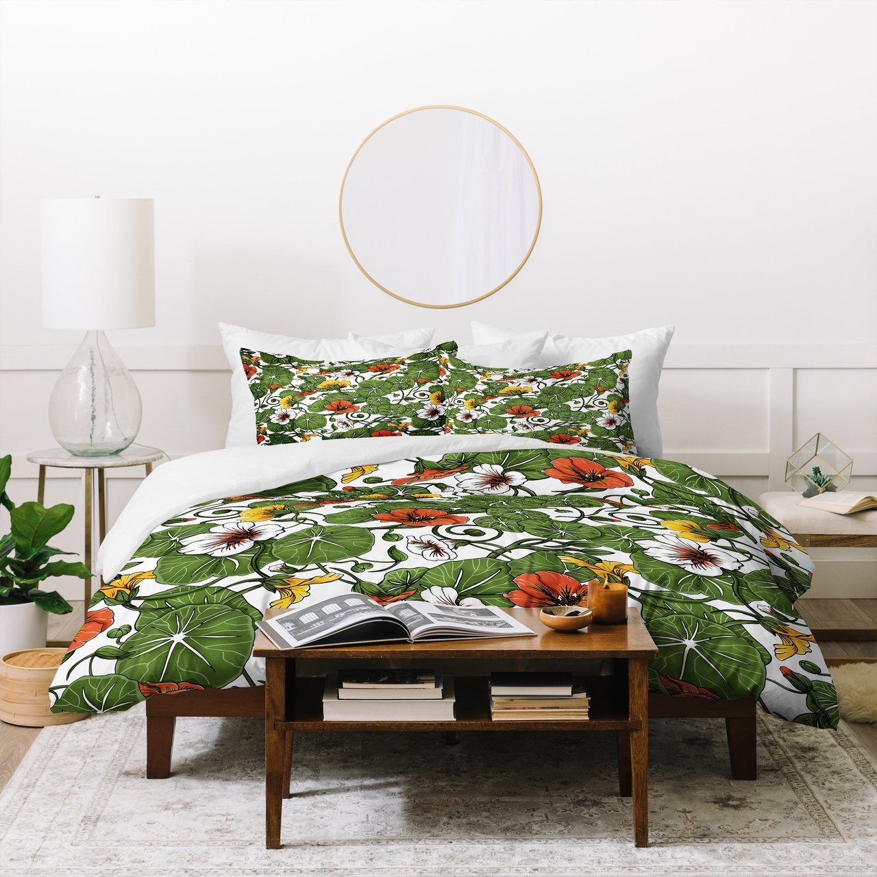 Marta Barragan Camarasa Flowering Garden Nasturtiums Duvet Cover Bedding Set