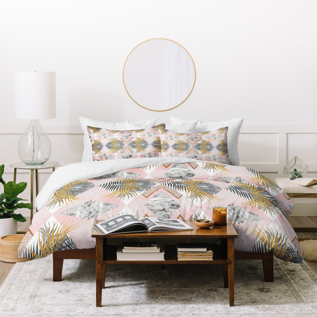 Marta Barragan Camarasa Marbled Tropical Geometric Pattern 01 Duvet Cover Bedding Set
