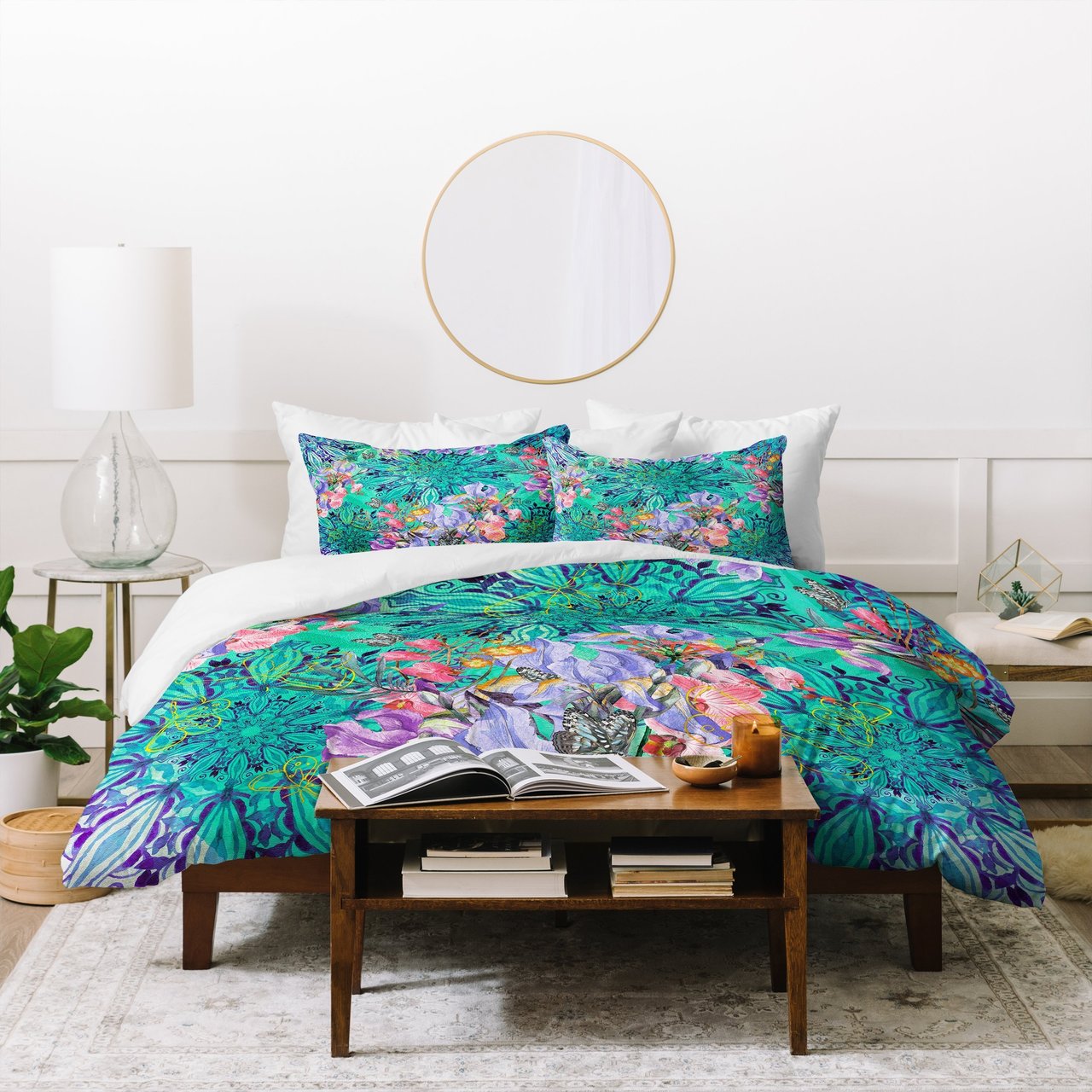Marta Barragan Camarasa Nature Among Blue Mandalas Duvet Cover Bedding Set