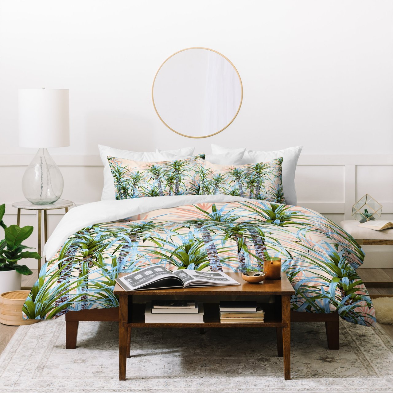 Marta Barragan Camarasa Pastel Palm Trees Duvet Cover Bedding Set