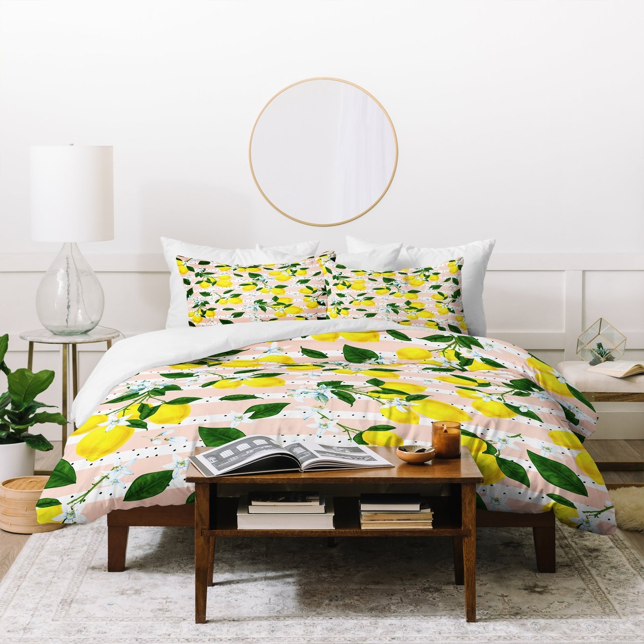 Marta Barragan Camarasa Pattern Of Flowery Lemons Duvet Cover Bedding Set