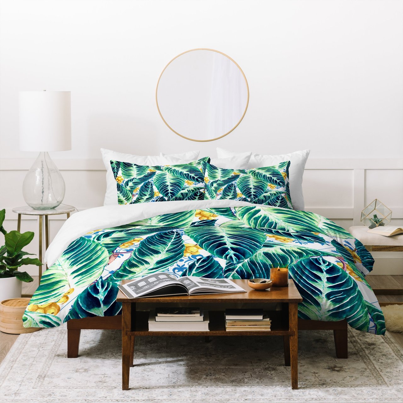 Marta Barragan Camarasa Tropical Leaf On Ornamental Pattern Duvet Cover Bedding Set
