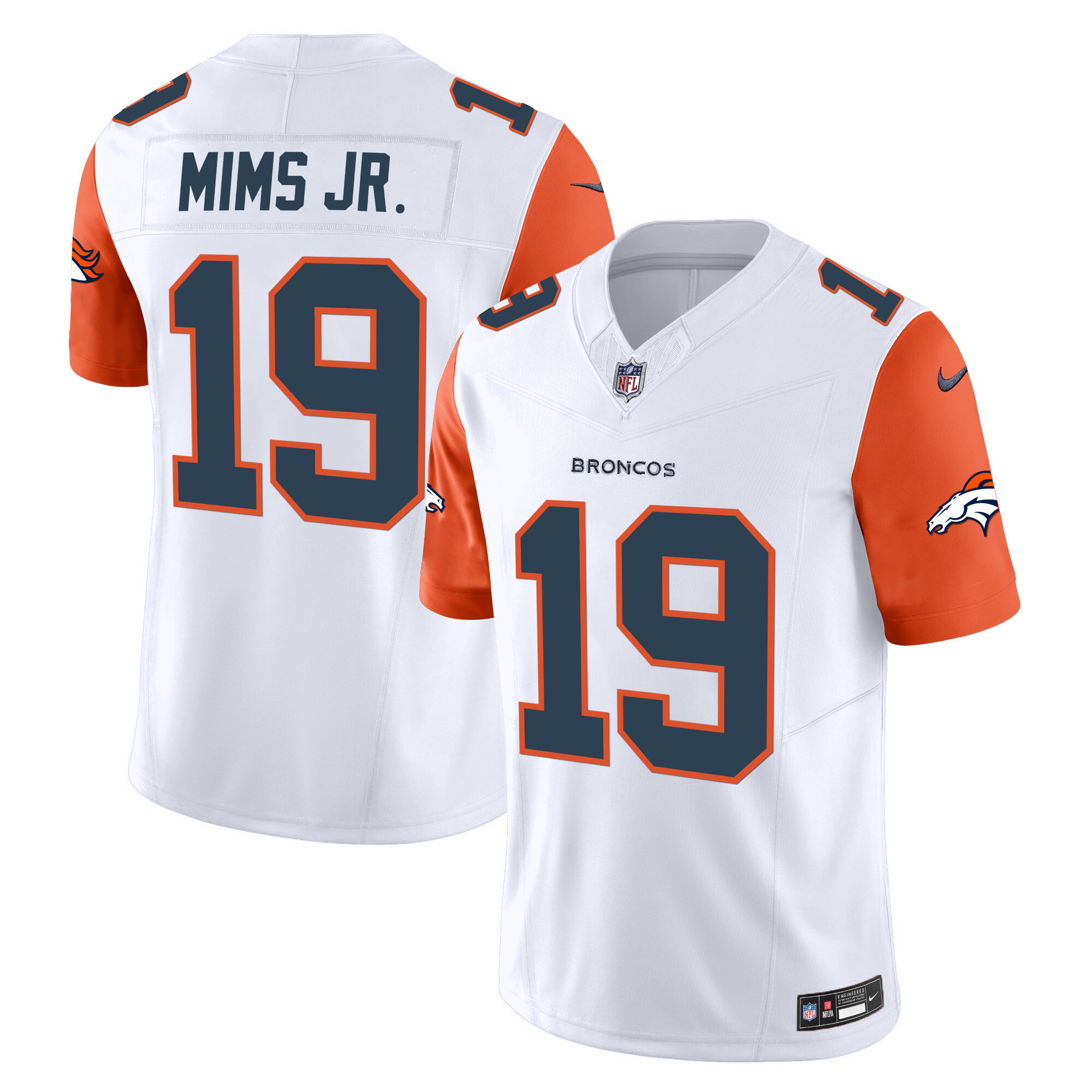 Marvin Mims Jr. Men's Denver Broncos Vapor Limited Orange Sleeves Jersey - All Stitched 