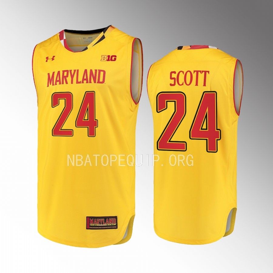 Maryland Terrapins Donta Scott Jersey 2022-23 Alternate Gold Uniform
