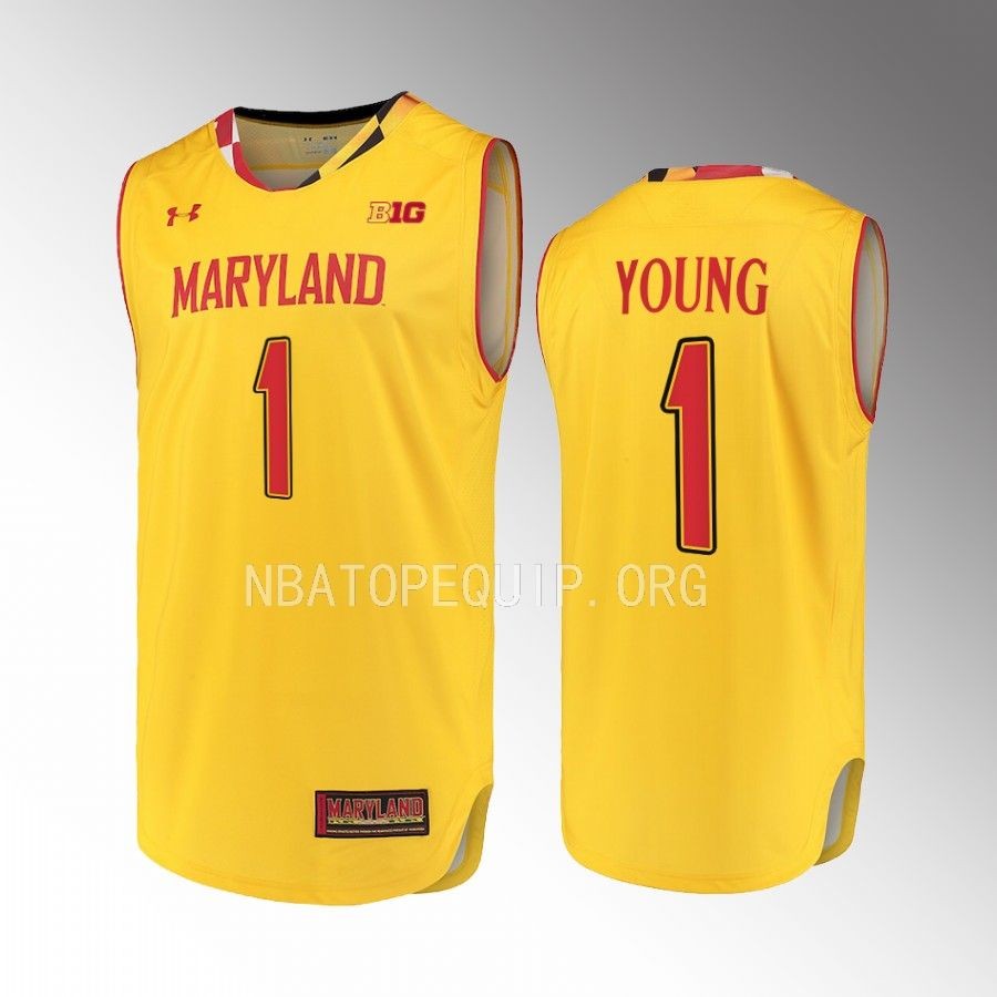 Maryland Terrapins Jahmir Young Jersey 2022-23 Alternate Gold Uniform