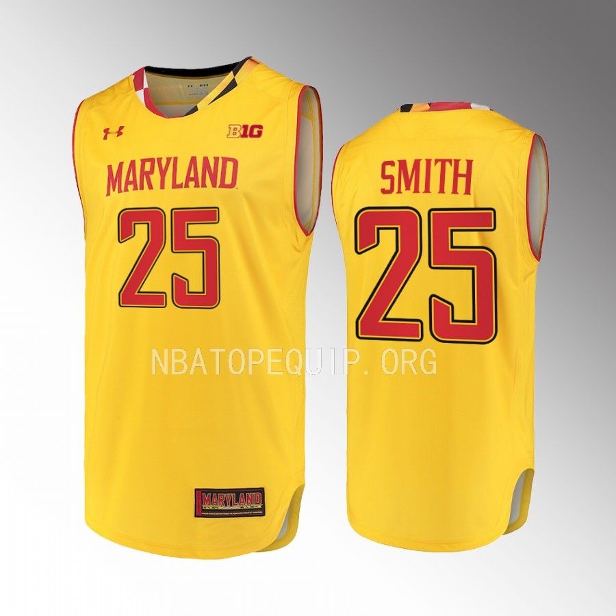 Maryland Terrapins Jalen Smith Jersey Alternate Gold Uniform