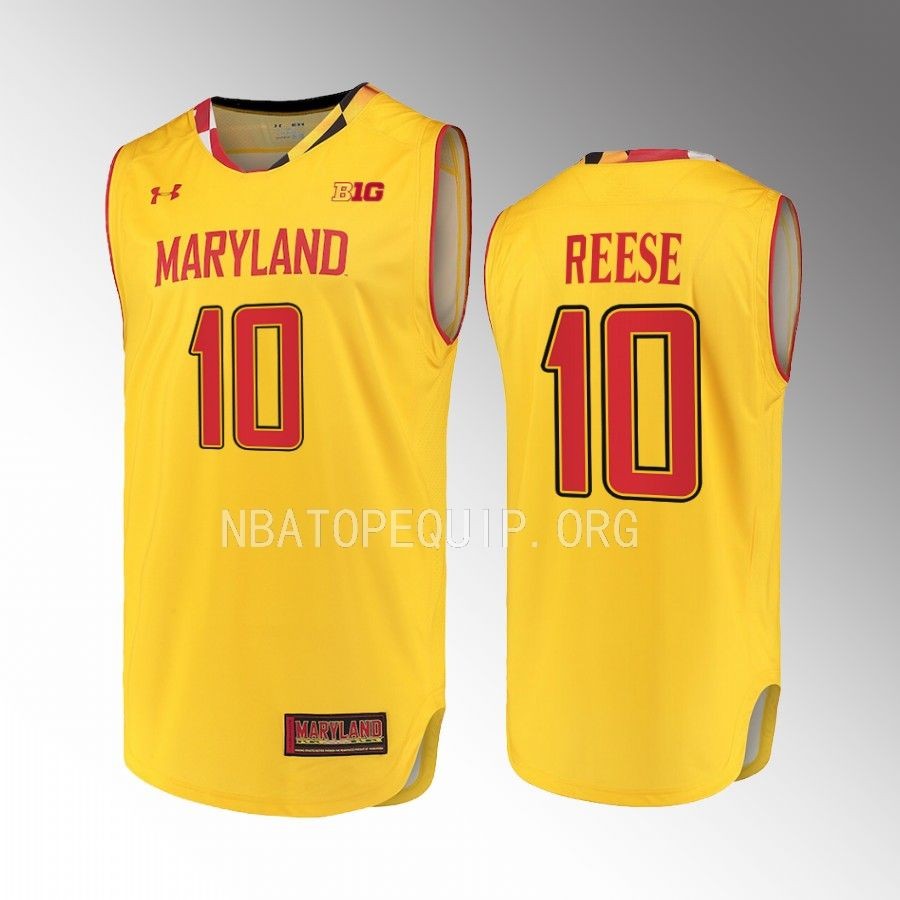 Maryland Terrapins Julian Reese Jersey 2022-23 Alternate Gold Uniform