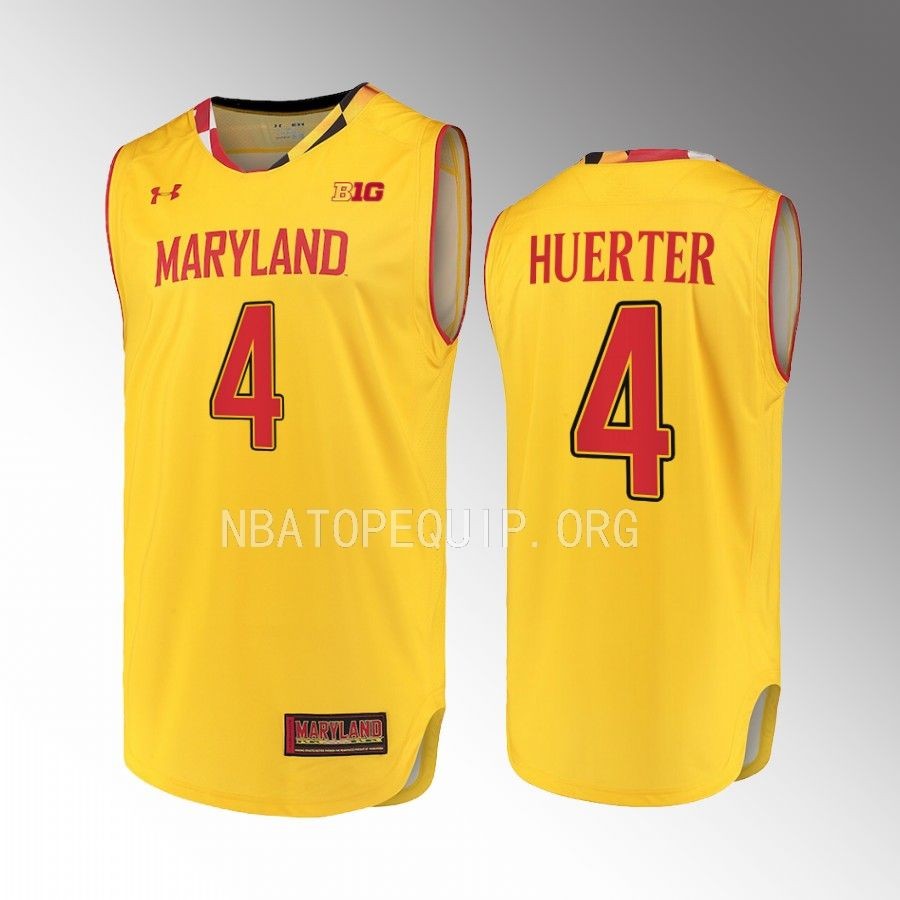 Maryland Terrapins Kevin Huerter Jersey Alternate Gold Uniform
