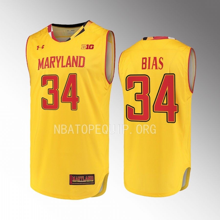 Maryland Terrapins Len Bias Jersey Alternate Gold Uniform
