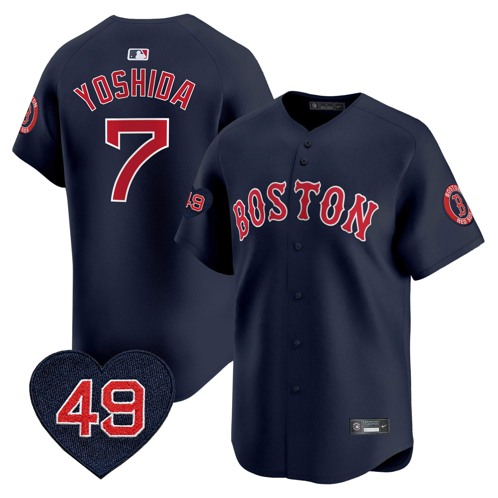 Masataka Yoshida Men's Boston Red Sox Tim Wakefield Patch Vapor Premier Limited Navy Jersey - All Stitched