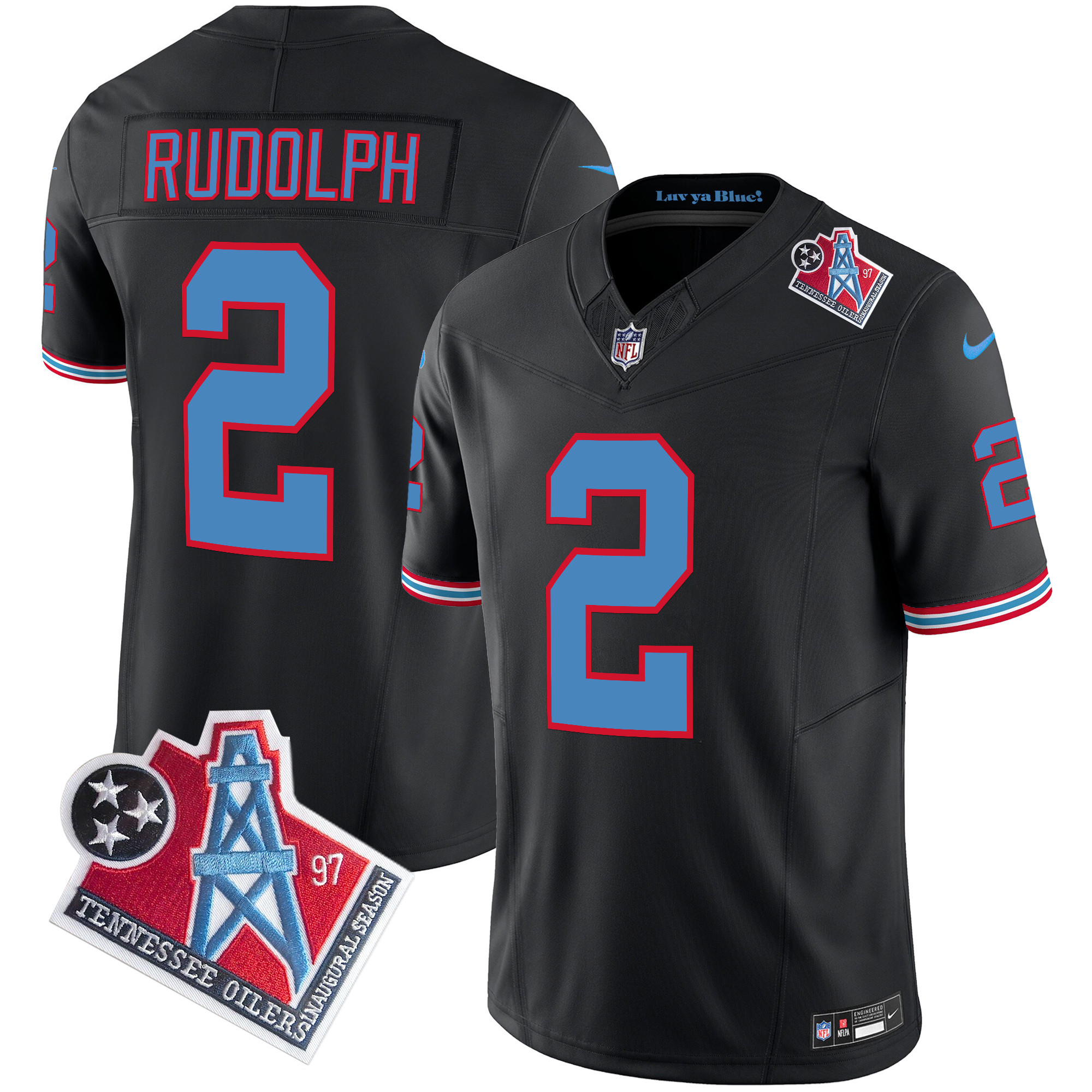 Mason Rudolph Men's Tennessee Titans 1997 Throwback Limited Vapor Black Jersey - All Stitched 