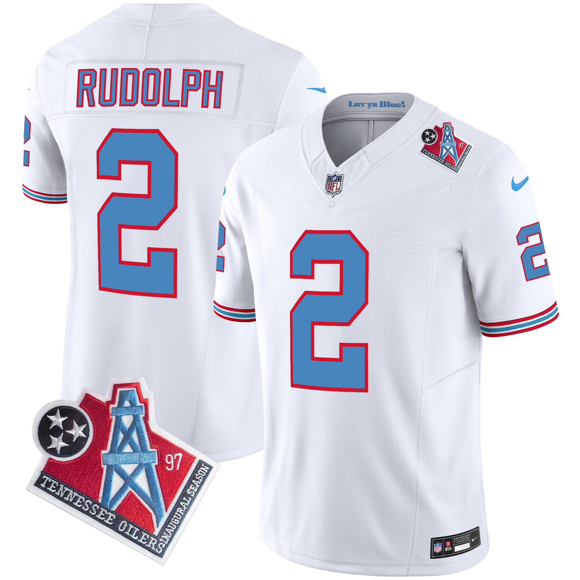 Mason Rudolph Men's Tennessee Titans 1997 Throwback Limited Vapor White Jersey - All Stitched 