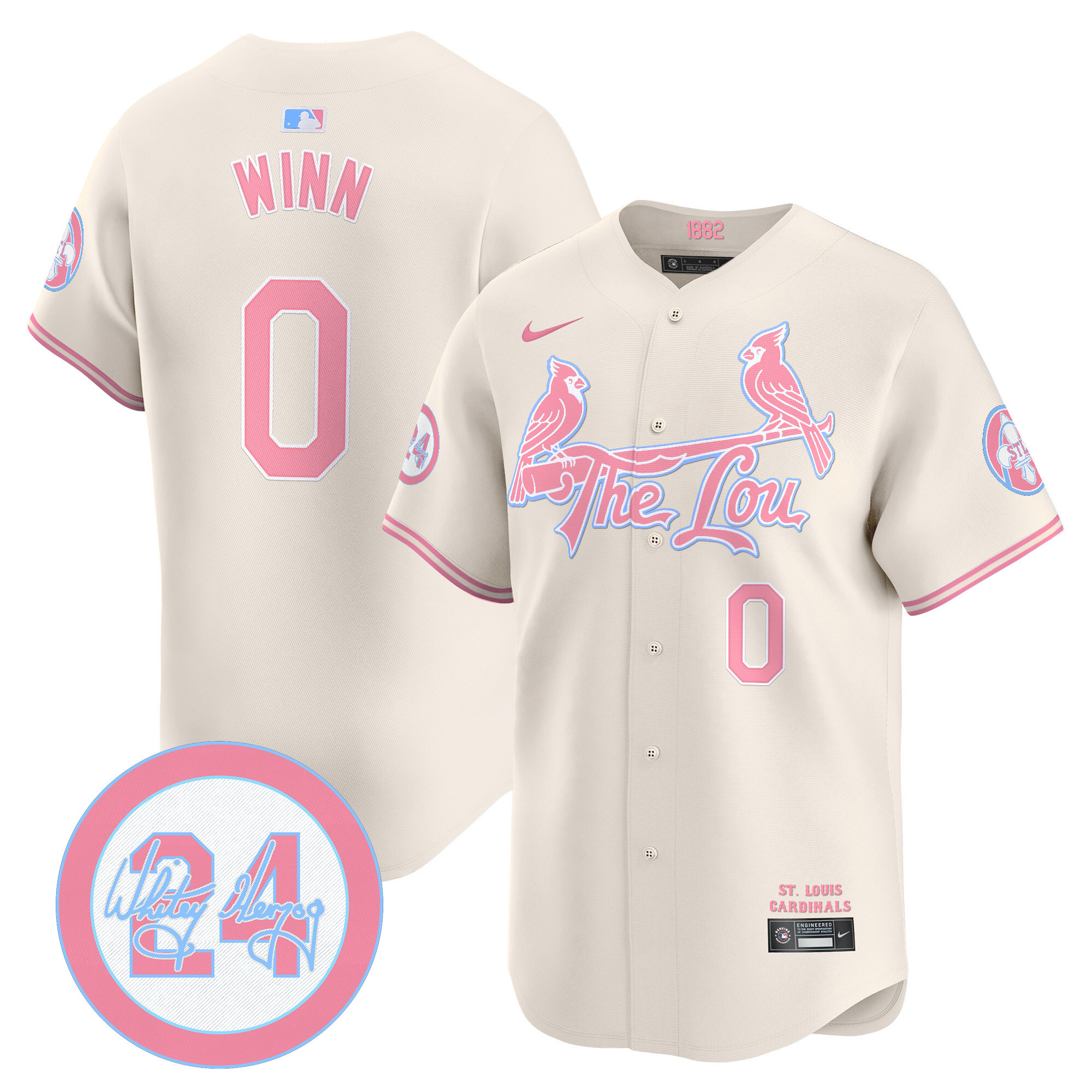 Masyn WinnUnisex St. Louis Cardinals Bubblegum Pink Vapor Premier Limited Cream Jersey - All Stitched