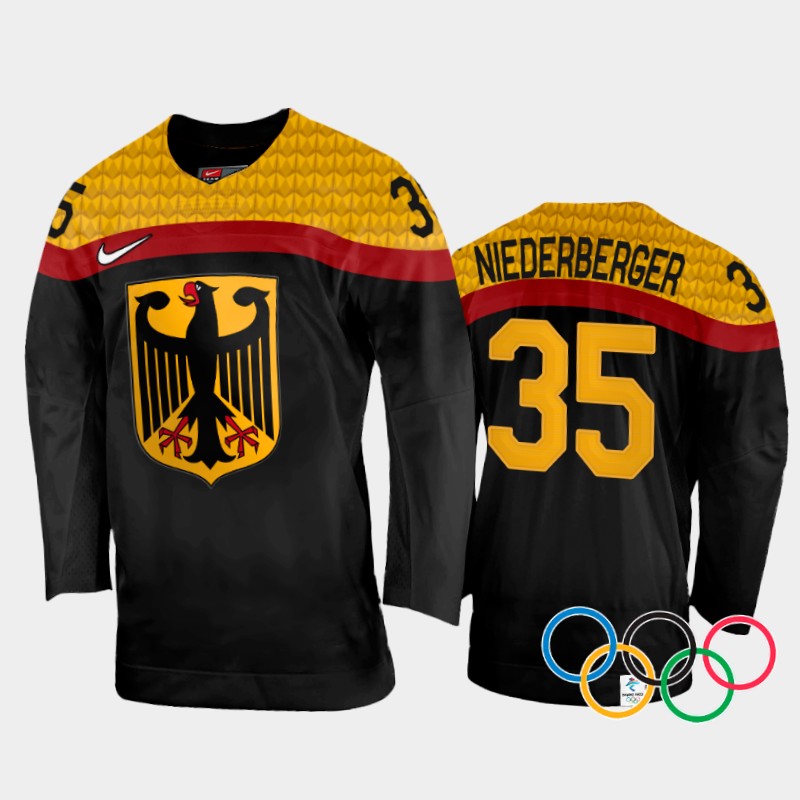 Mathias Niederberger Germany Black Away Jersey 2022 Winter Olympics