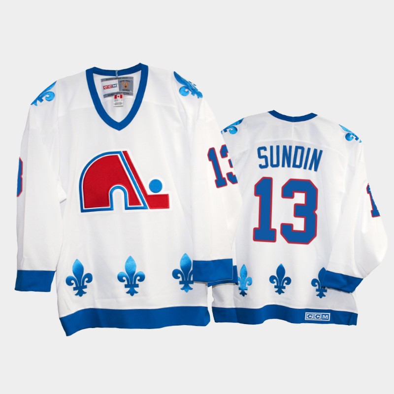 Mats Sundin #13 Quebec Nordiques Heritage Vintage White Jersey