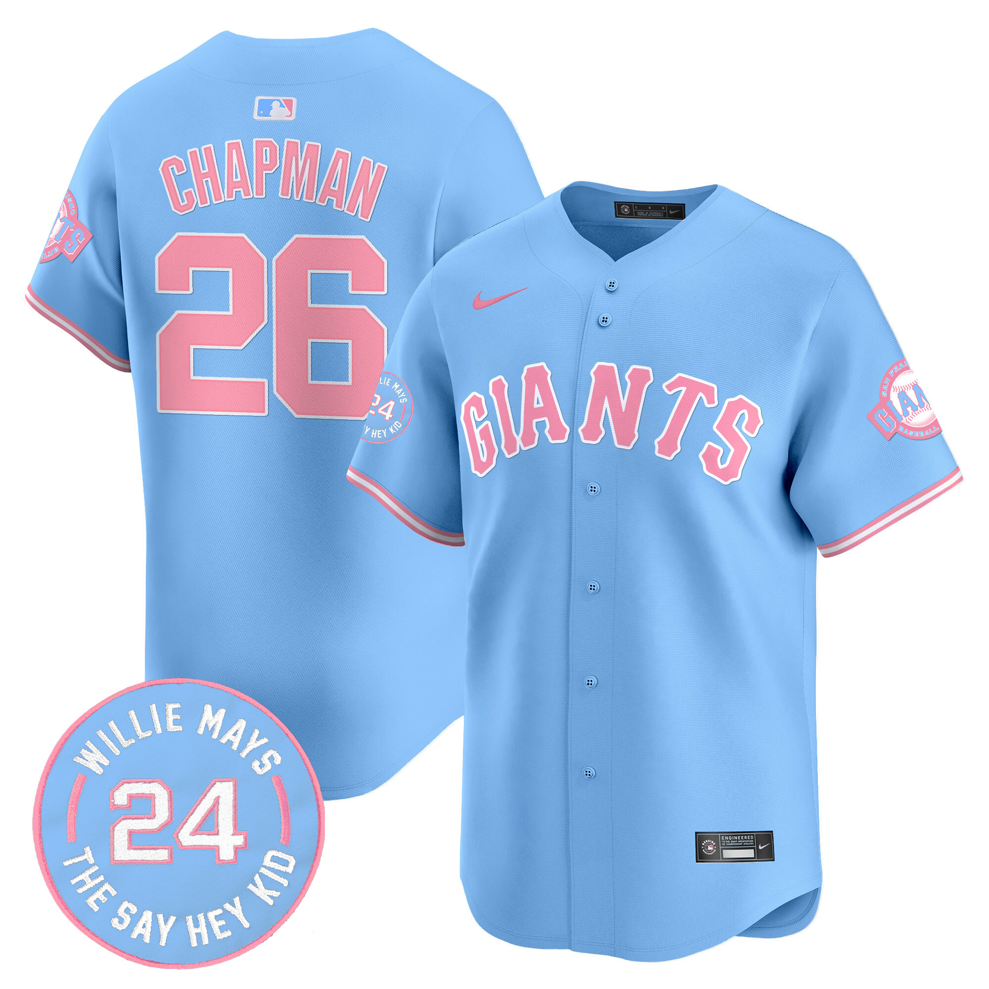 Matt ChapmanUnisex San Francisco Giants Bubblegum Pink Vapor Premier Limited Light Blue Jersey - All Stitched