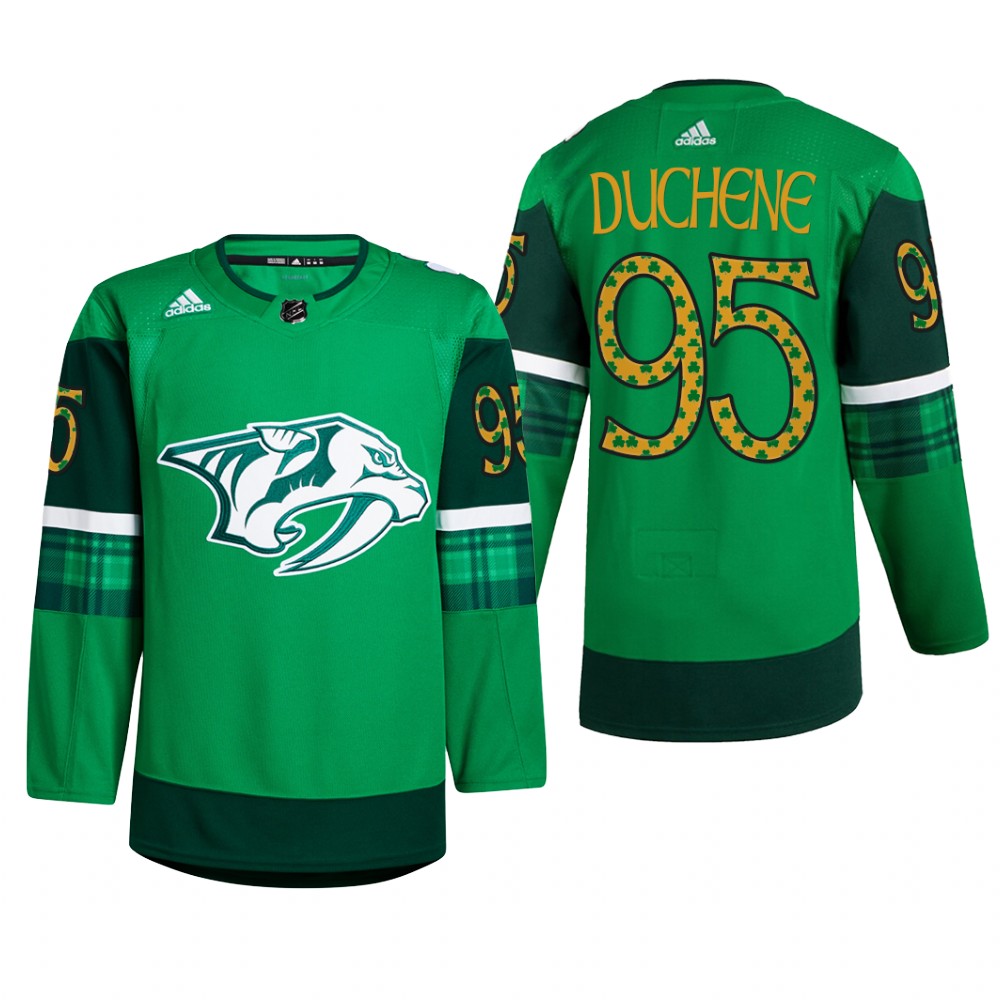 Matt Duchene Nashville Predators St. Patricks Day Jersey Green #95 Warm-Up