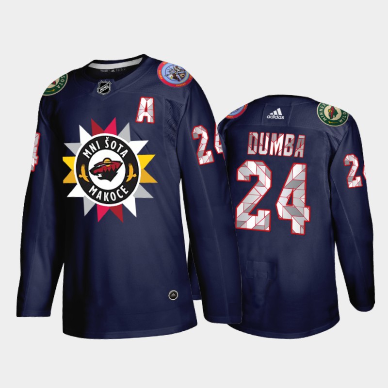 Matt Dumba #24 Minnesota Wild Native American Heritage Day 2021-22 Navy Jersey
