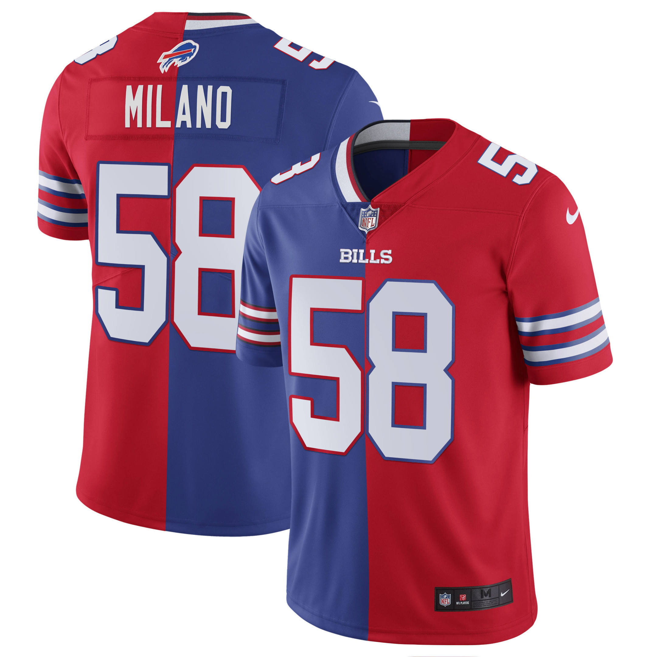 Matt Milano Buffalo Bills Split Split Royal Red Jersey - All Stitched 