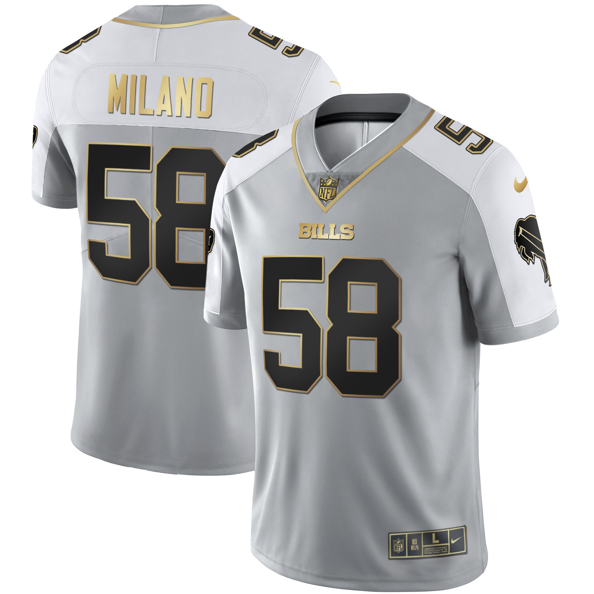 Matt Milano Men's Buffalo Bills Alternate Vapor Black Gold & Black Inverted Limited Gray Gold Jersey - All Stitched 