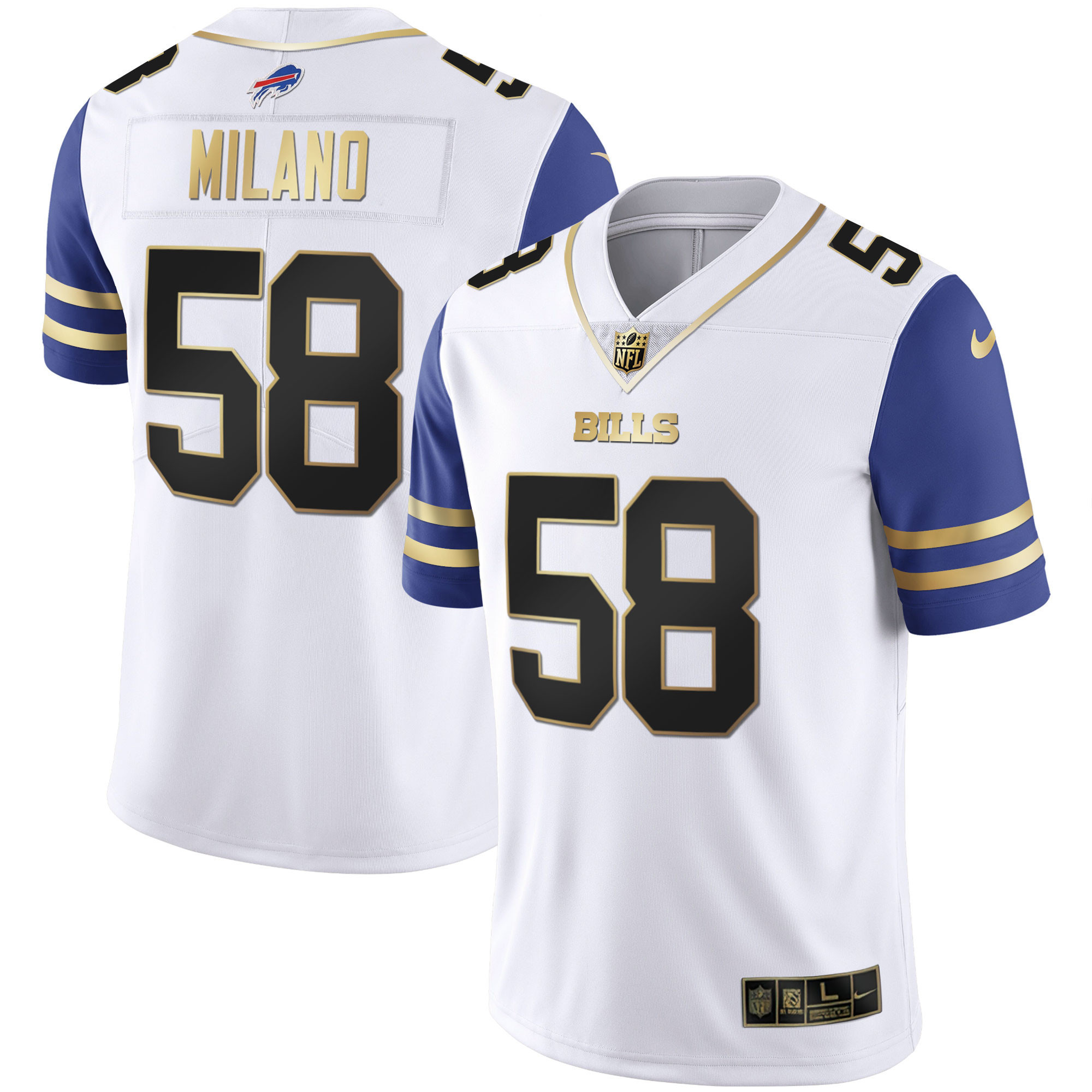 Matt Milano Men's Buffalo Bills Alternate Vapor Black Gold & Black Inverted Limited Royal Sleeves Jersey - All Stitched 