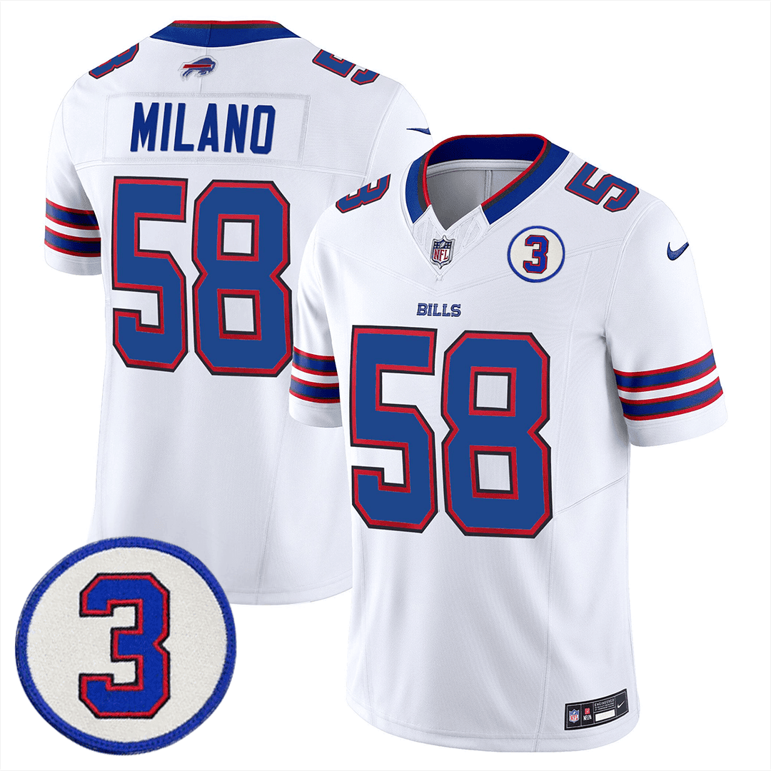 Matt Milano Men's Buffalo Bills Damar Honoring Patch Vapor Limited White Jersey - All Stitched 
