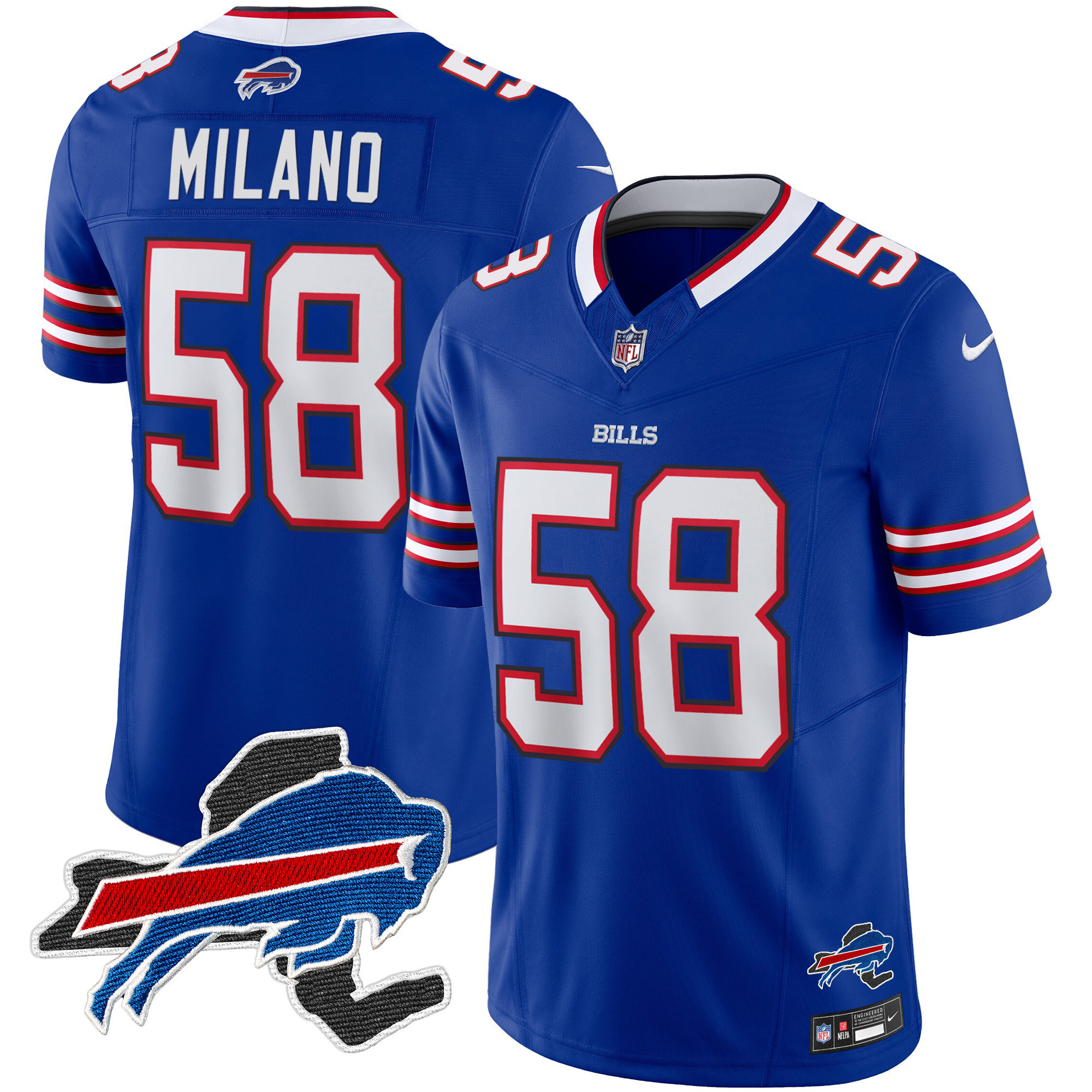 Matt Milano Men's Buffalo Bills New York Patch Vapor Limited Royal Jersey - All Stitched 