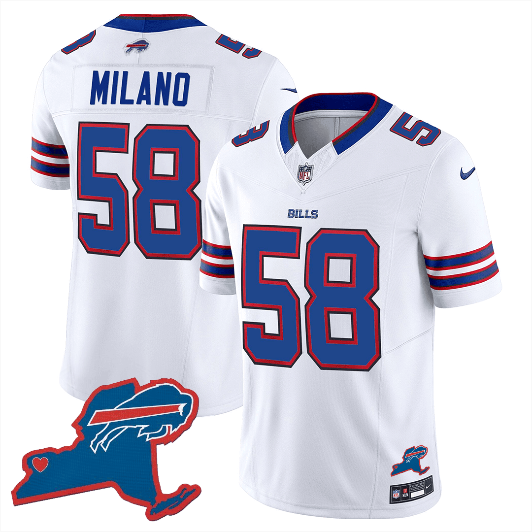 Matt Milano Men's Buffalo Bills New York Patch Vapor Limited White Jersey - All Stitched 
