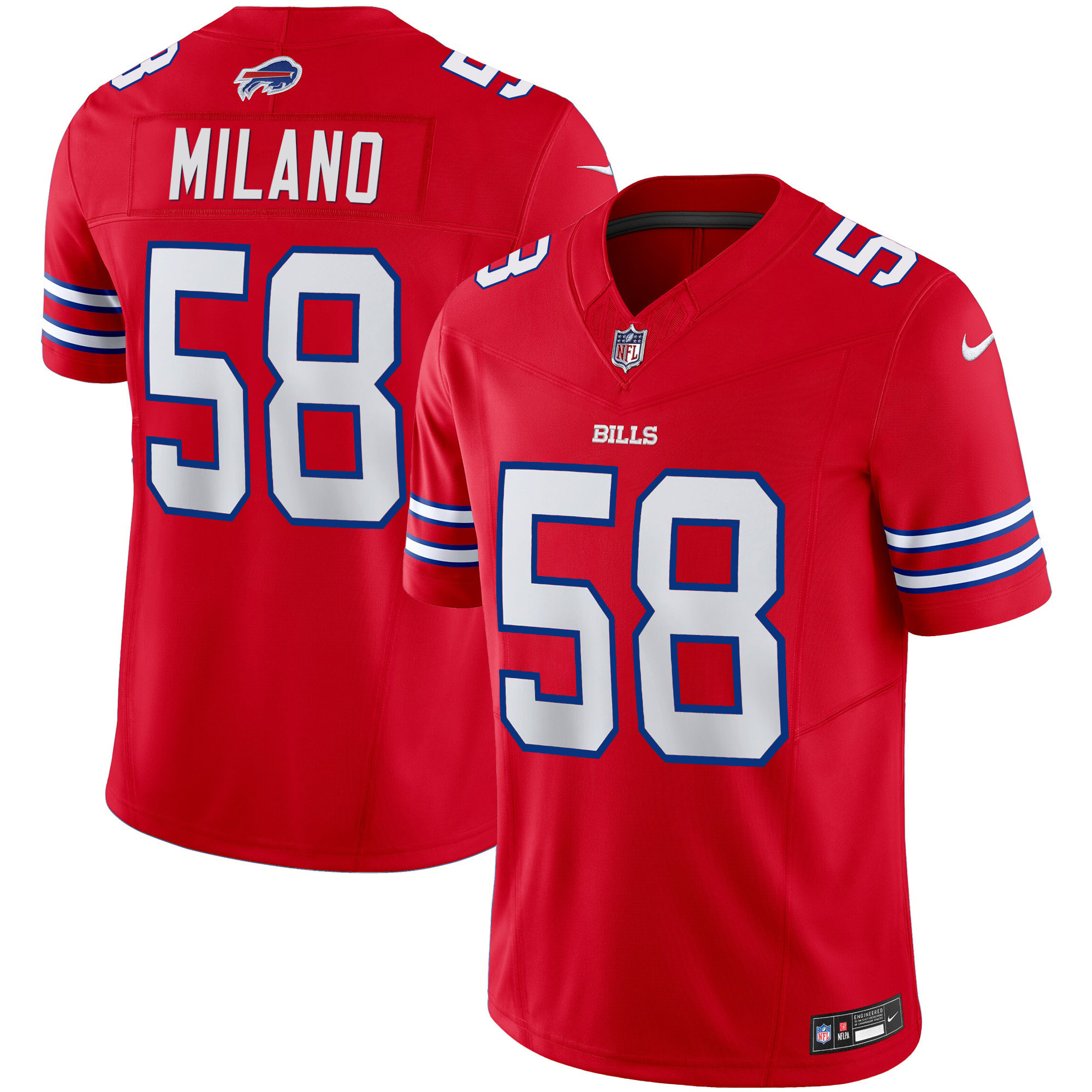 Matt Milano Men's Buffalo Bills Vapor Limited Red Jersey - All Stitched 