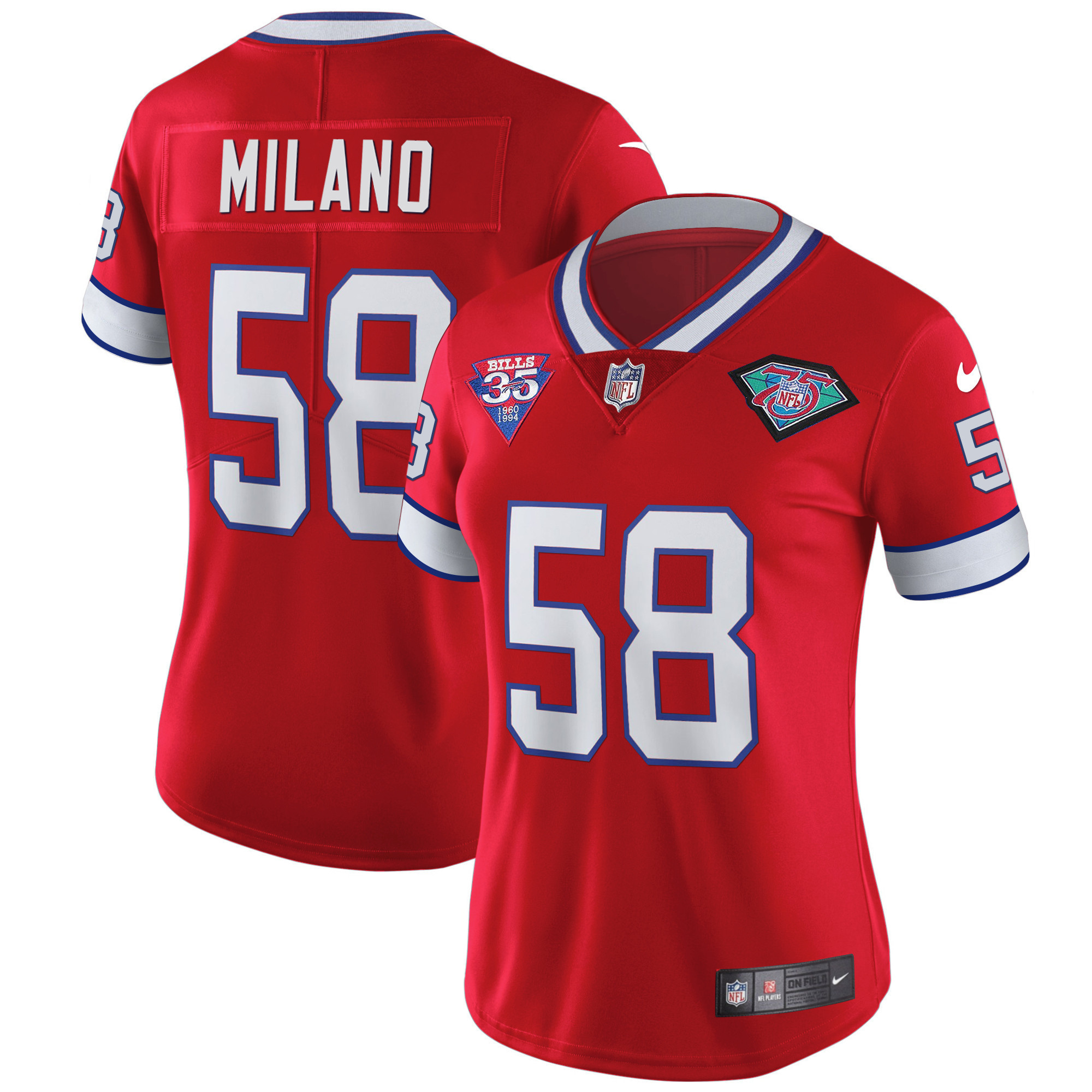 Matt Milano Women's Buffalo Bills 1994 Throwback Vapor Red Jersey - All Stitched 