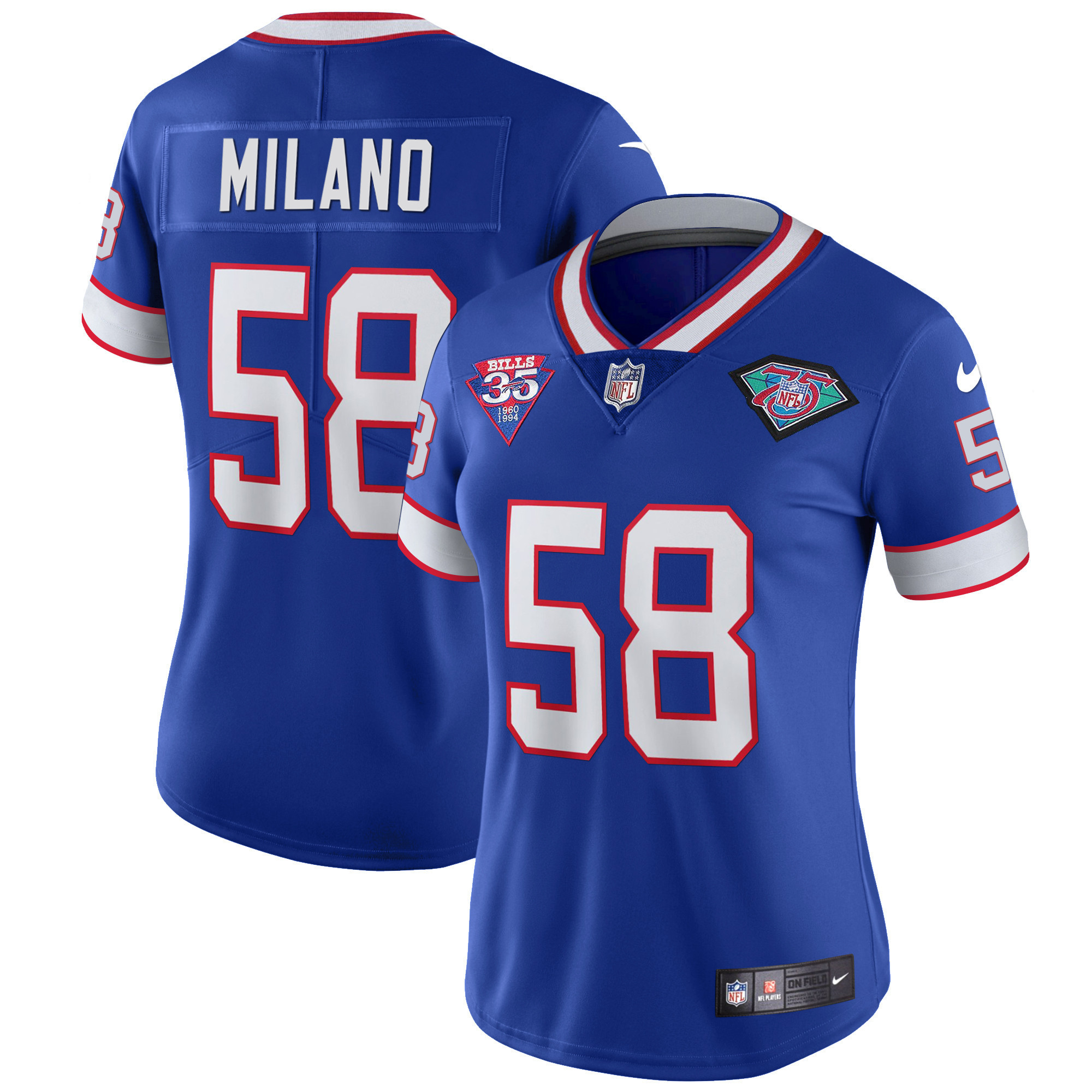 Matt Milano Women's Buffalo Bills 1994 Throwback Vapor Royal Jersey - All Stitched 
