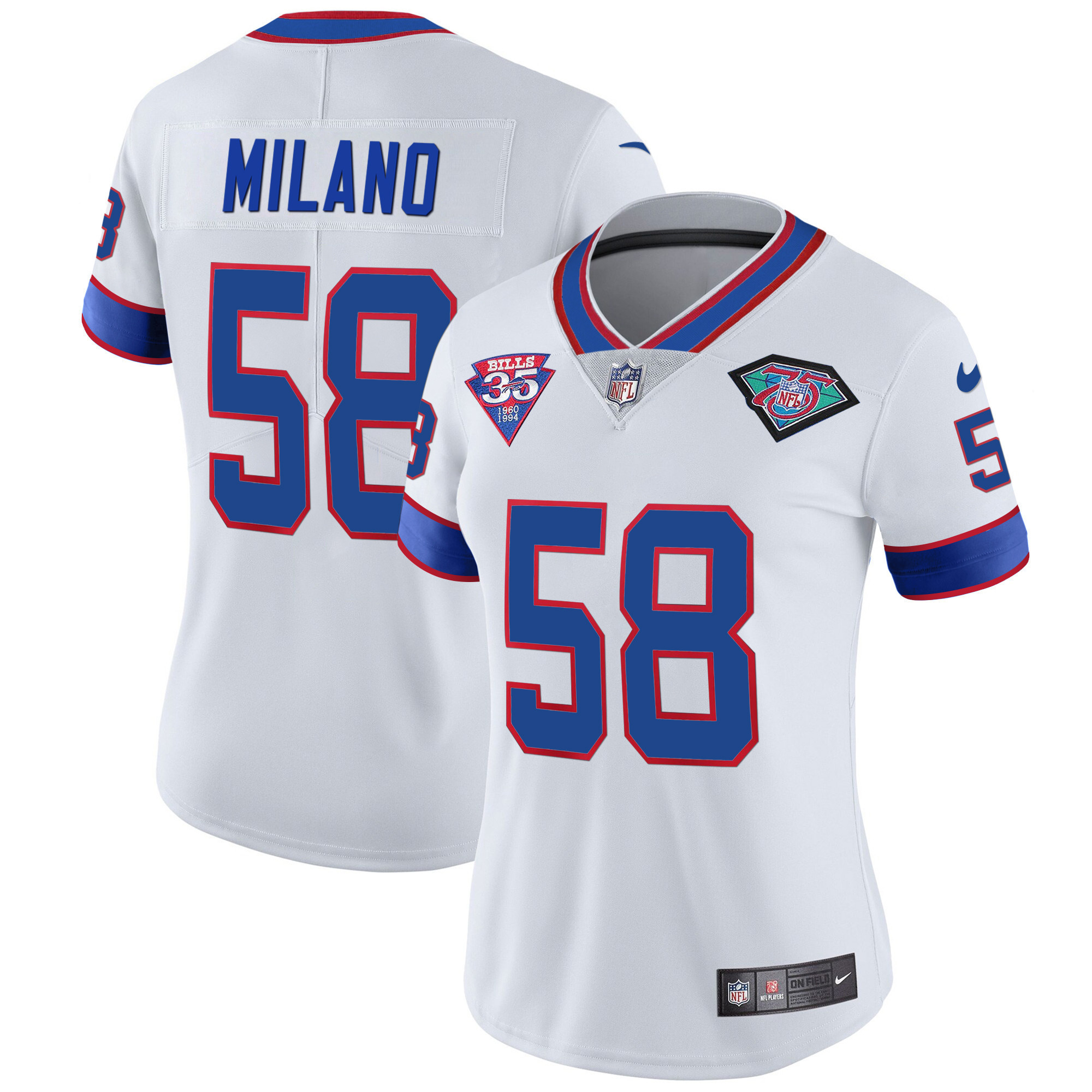 Matt Milano Women's Buffalo Bills 1994 Throwback Vapor White Jersey - All Stitched 