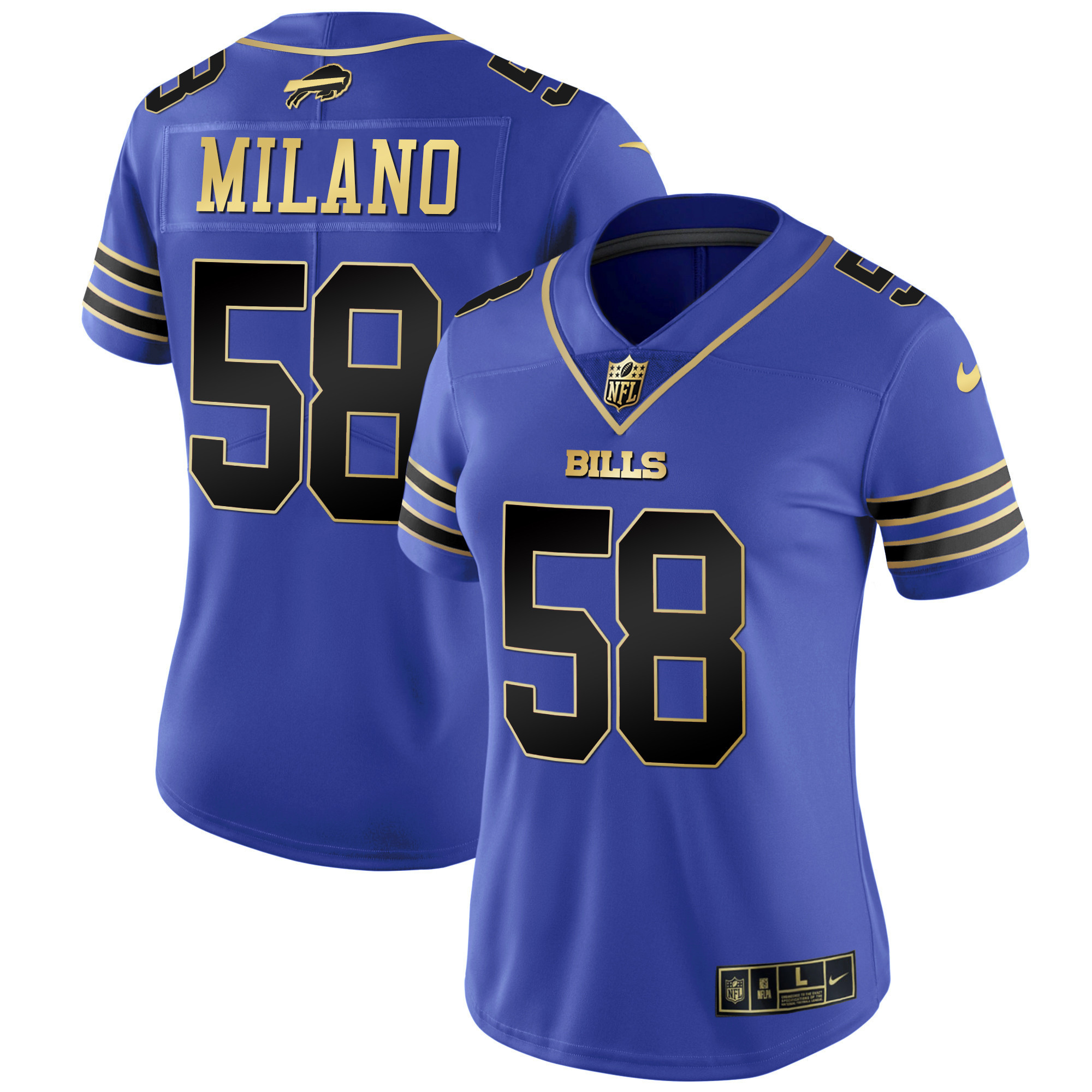 Matt Milano Women's Buffalo Bills Black Red Vapor Royal Black Jersey - All Stitched 