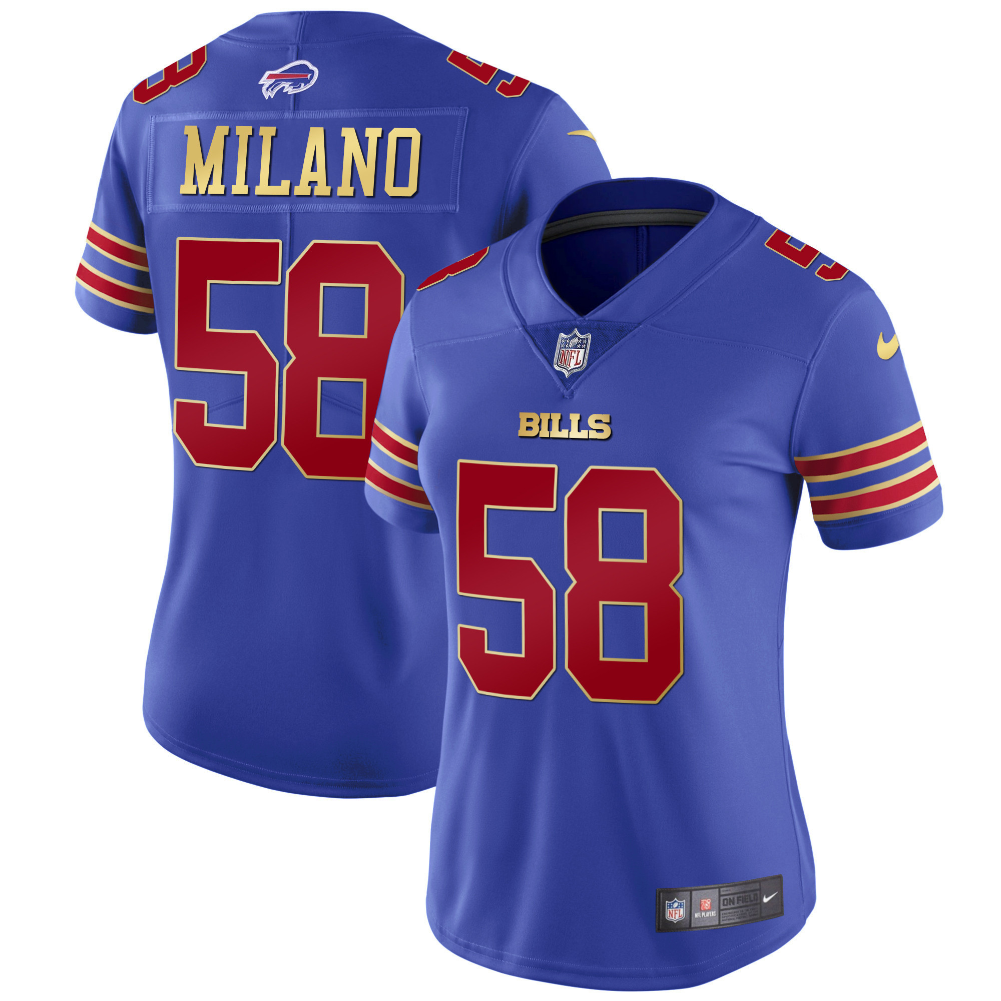 Matt Milano Women's Buffalo Bills Black Red Vapor Royal Red Jersey - All Stitched 