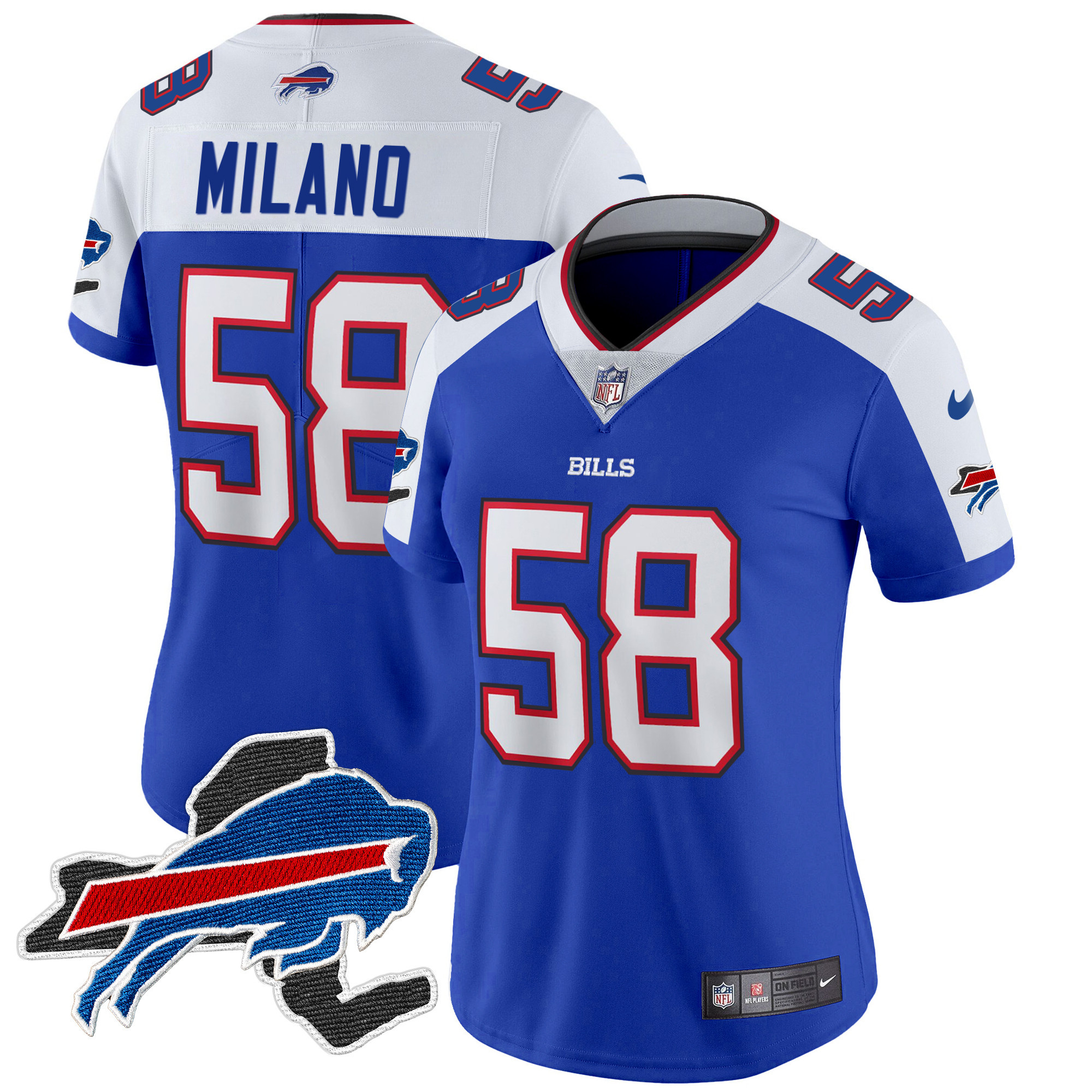 Matt Milano Women's Buffalo Bills New York Patch Vapor Limited Royal Alternate Jersey - All Stitched 