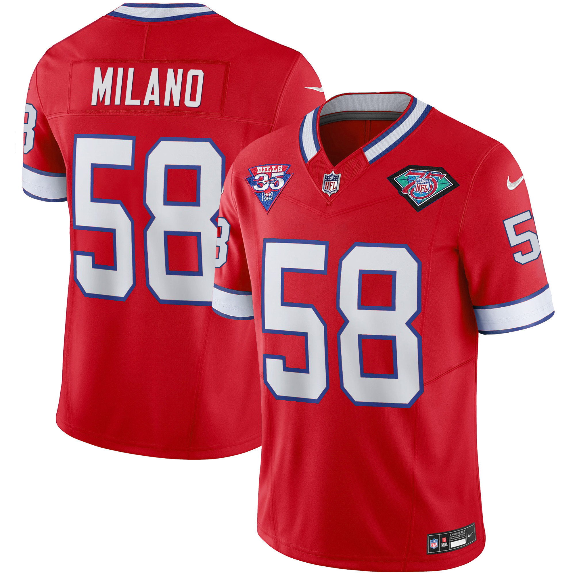 Matt Milano Youth's Buffalo Bills 1994 Throwback Vapor Red Jersey - All Stitched 