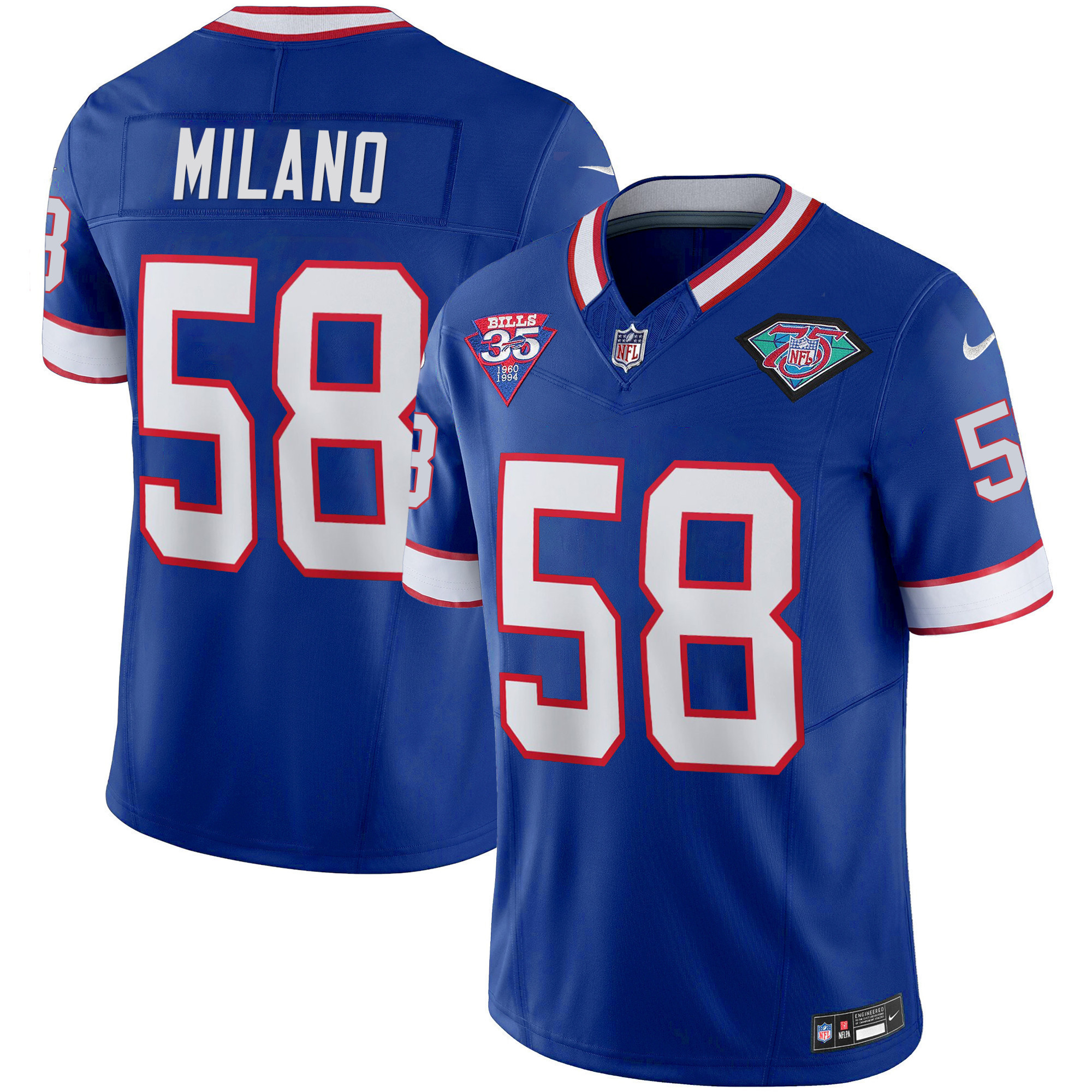 Matt Milano Youth's Buffalo Bills 1994 Throwback Vapor Royal Jersey - All Stitched 