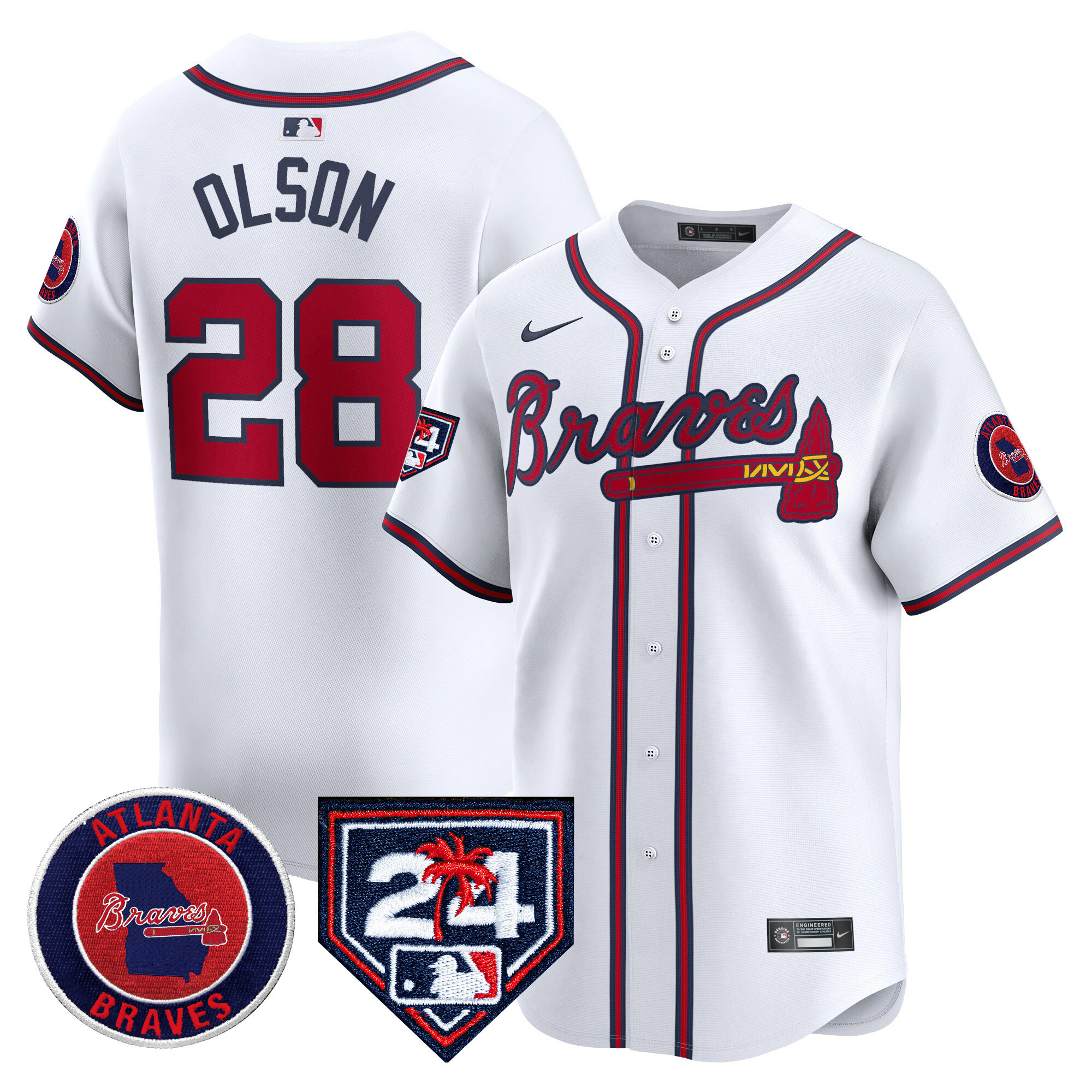 Matt Olson Men's Atlanta Braves 2024 Spring Training Patch Vapor Premier Limited White Jersey - All Stitched