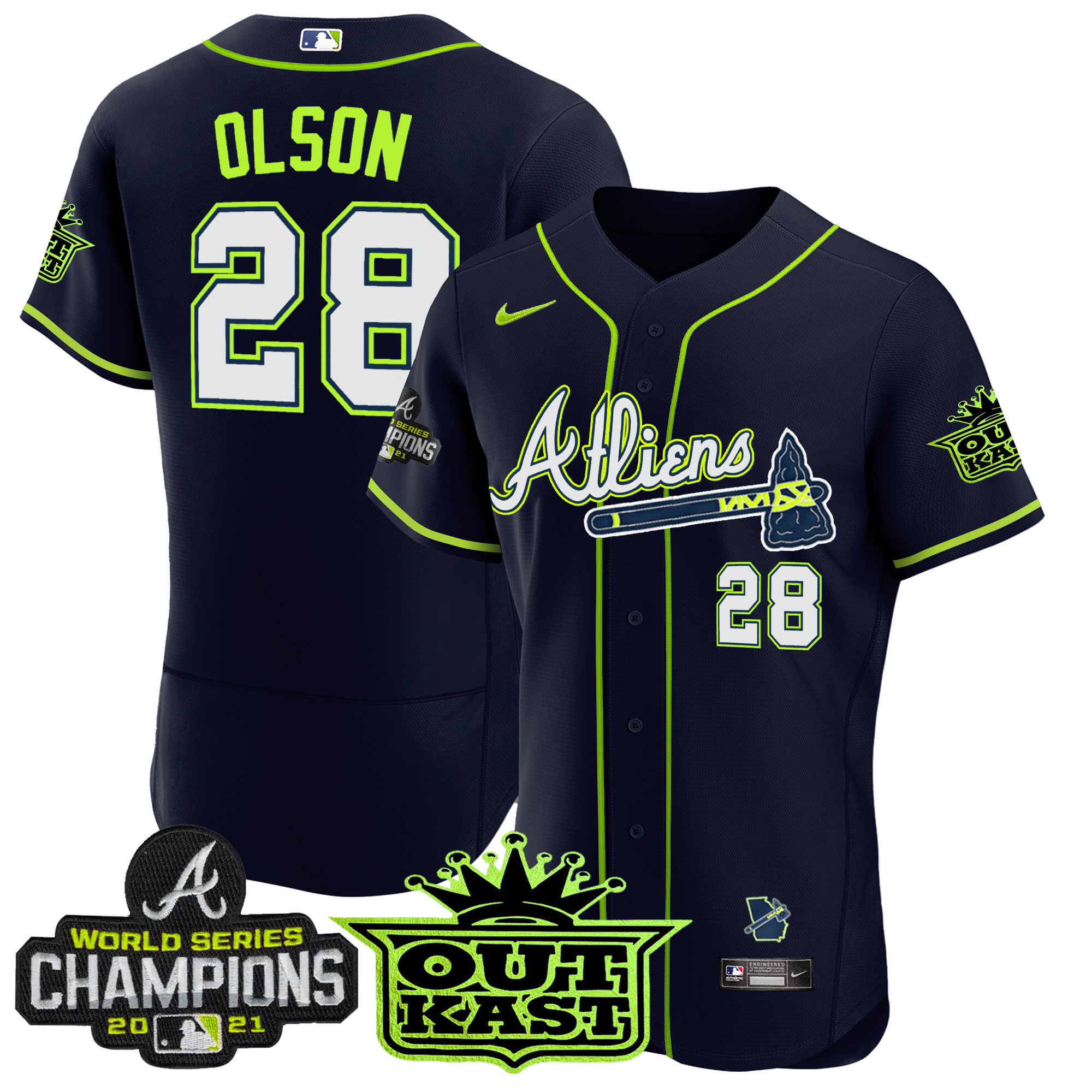Matt Olson Men's Atlanta Braves Atliens Champions Flex Base Jersey - All Stitched