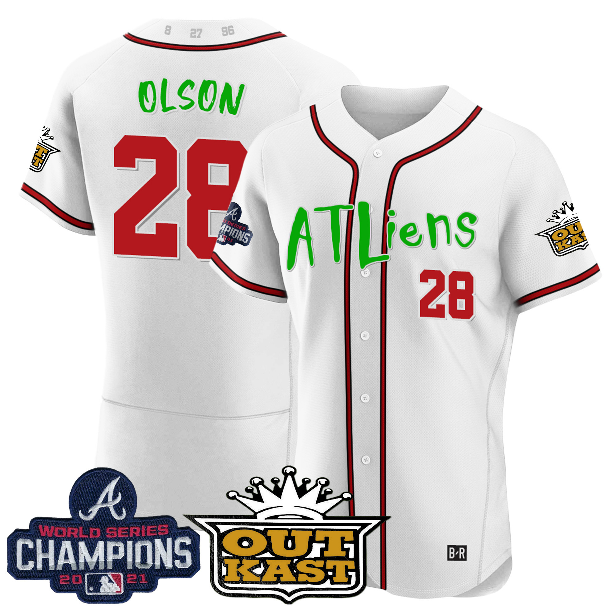 Matt Olson Men's Atlanta Braves Atliens Champions Flex Base White Jersey - All Stitched