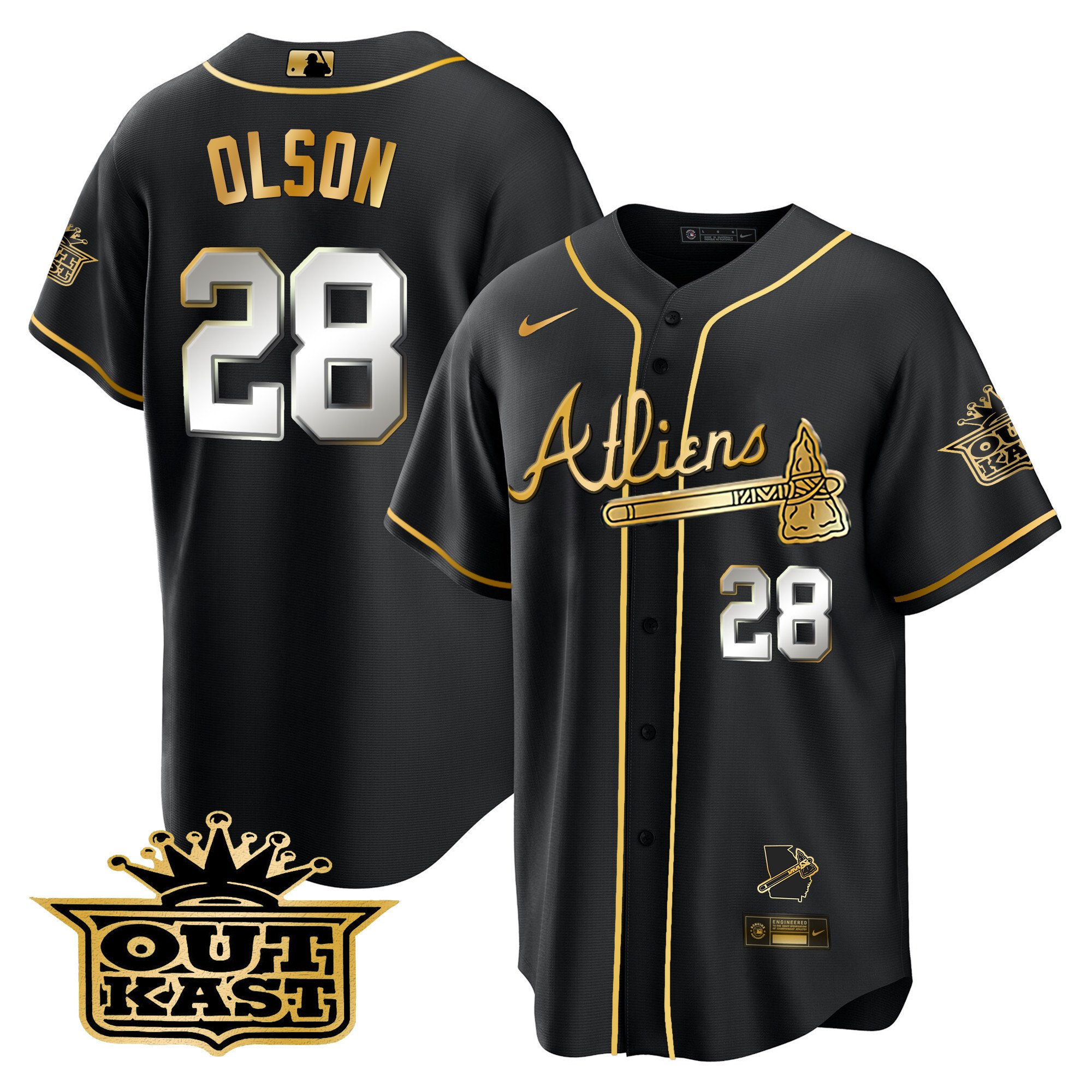 Matt Olson Men's Atlanta Braves Atliens Cool Base V2 Black Limited Jersey - All Stitched