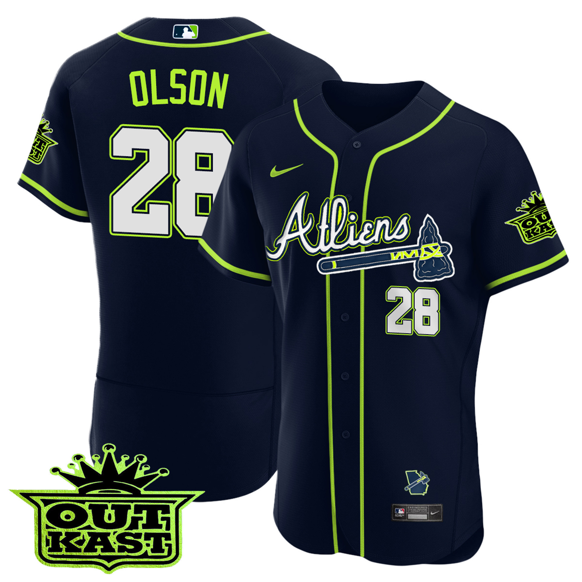 Matt Olson Men's Atlanta Braves Atliens Flex Base Jersey - All Stitched