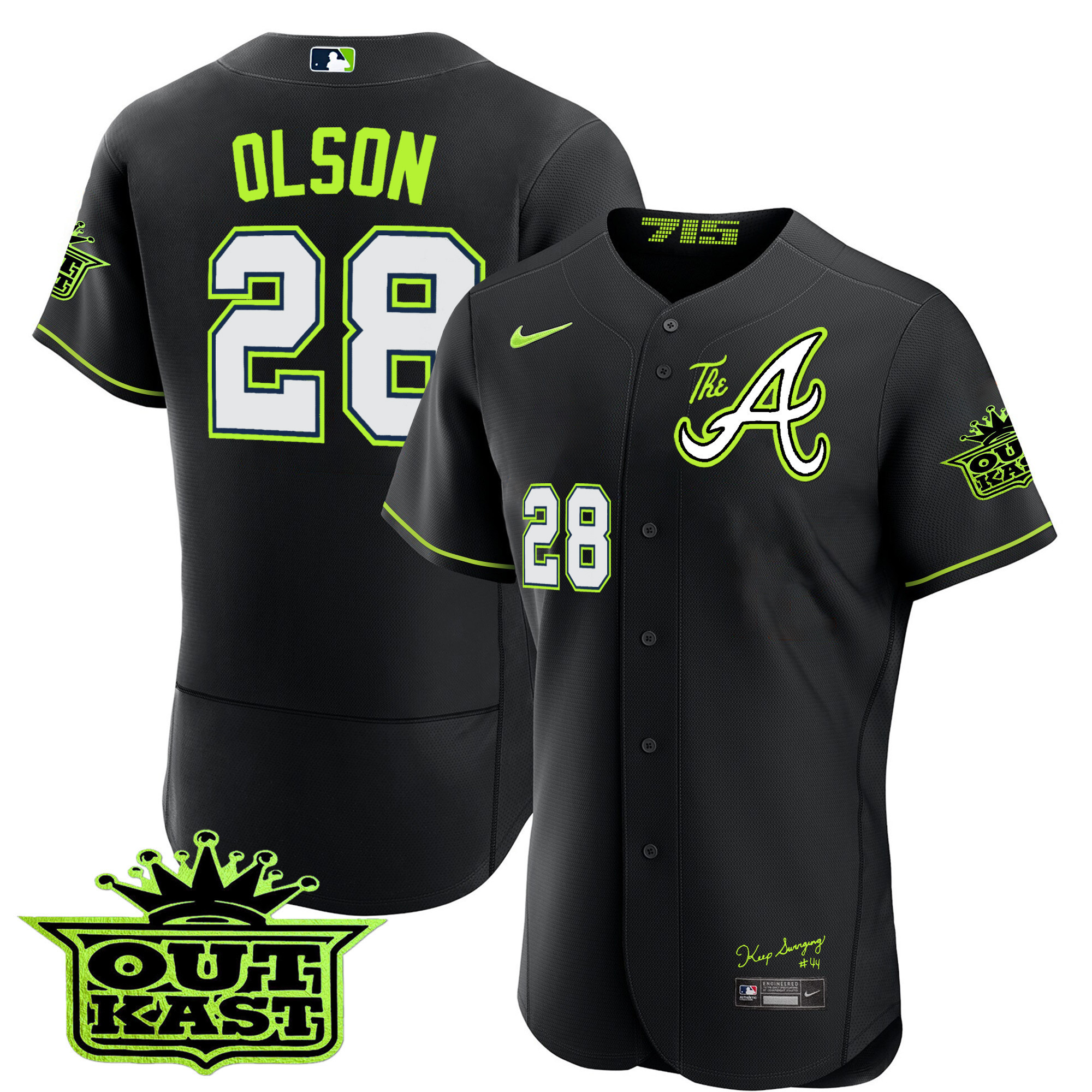 Matt Olson Men's Atlanta Braves Atliens The A Flex Base Black Jersey - All Stitched