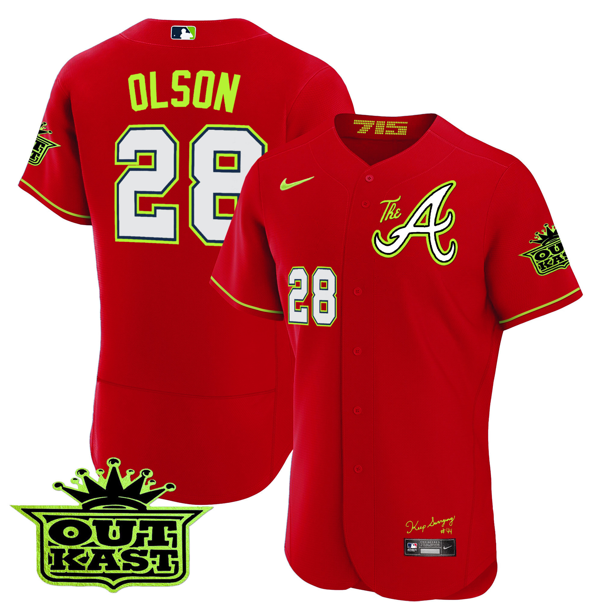 Matt Olson Men's Atlanta Braves Atliens The A Flex Base Red Jersey - All Stitched