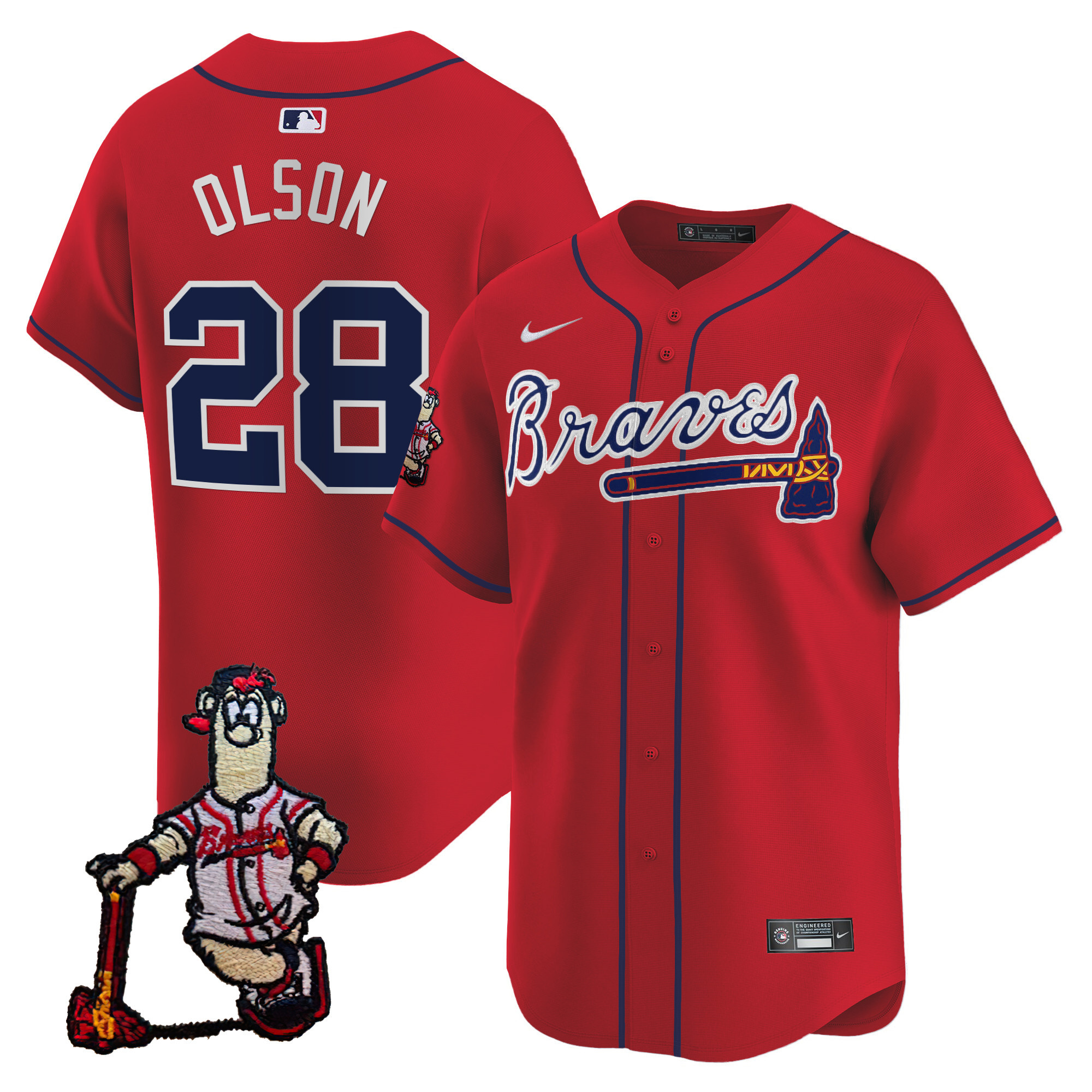Matt Olson Men's Atlanta Braves Blooper Patch Vapor Premier Limited Red Jersey - All Stitched